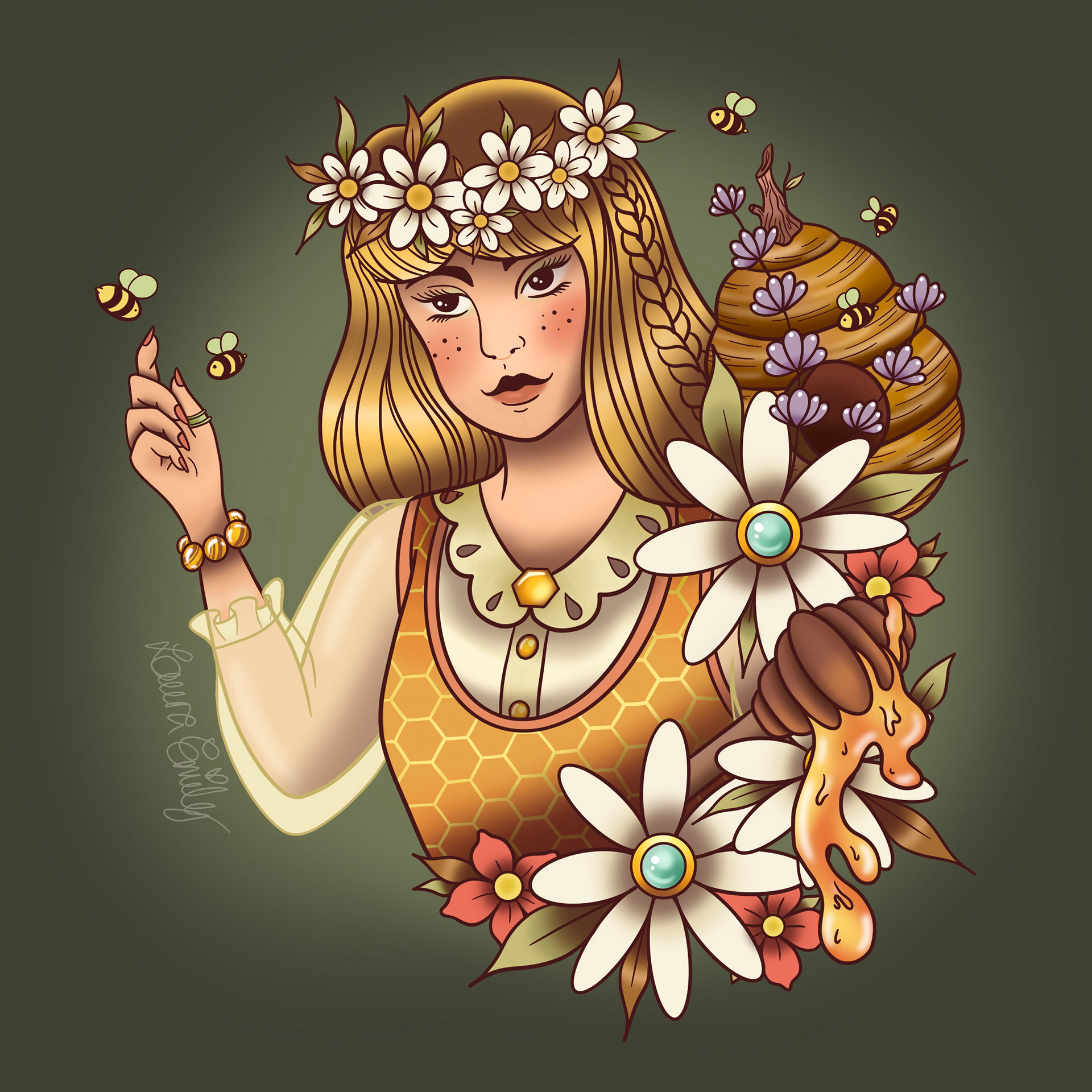 Queen Bee, Procreate on iPad 2023