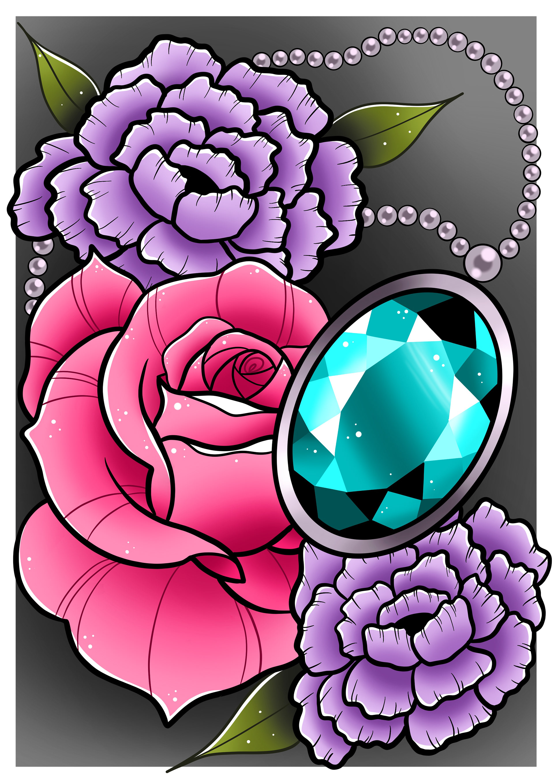 Flowers and Jewels, Procreate on iPad 2019
