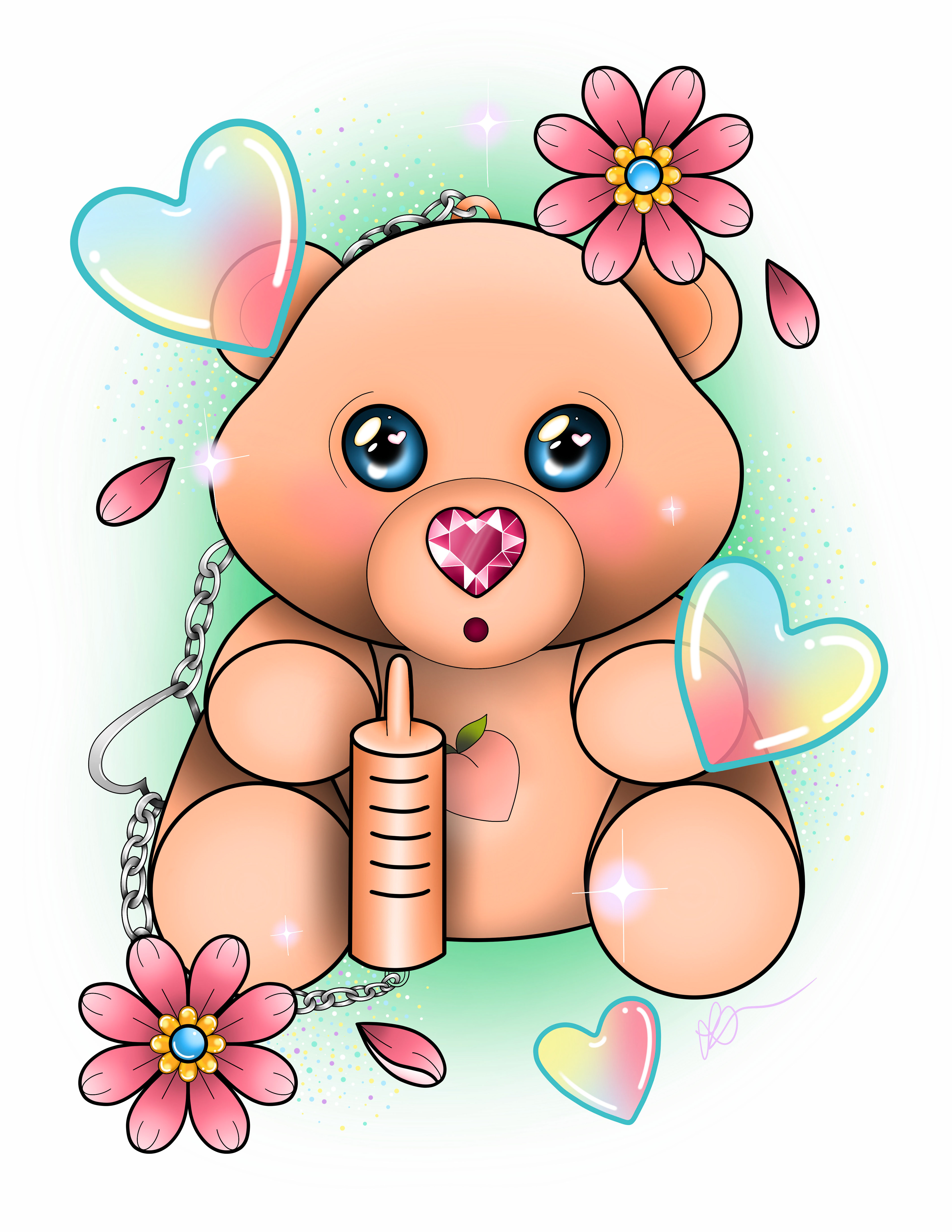 90's Smelly Bear, Procreate on iPad 2021
