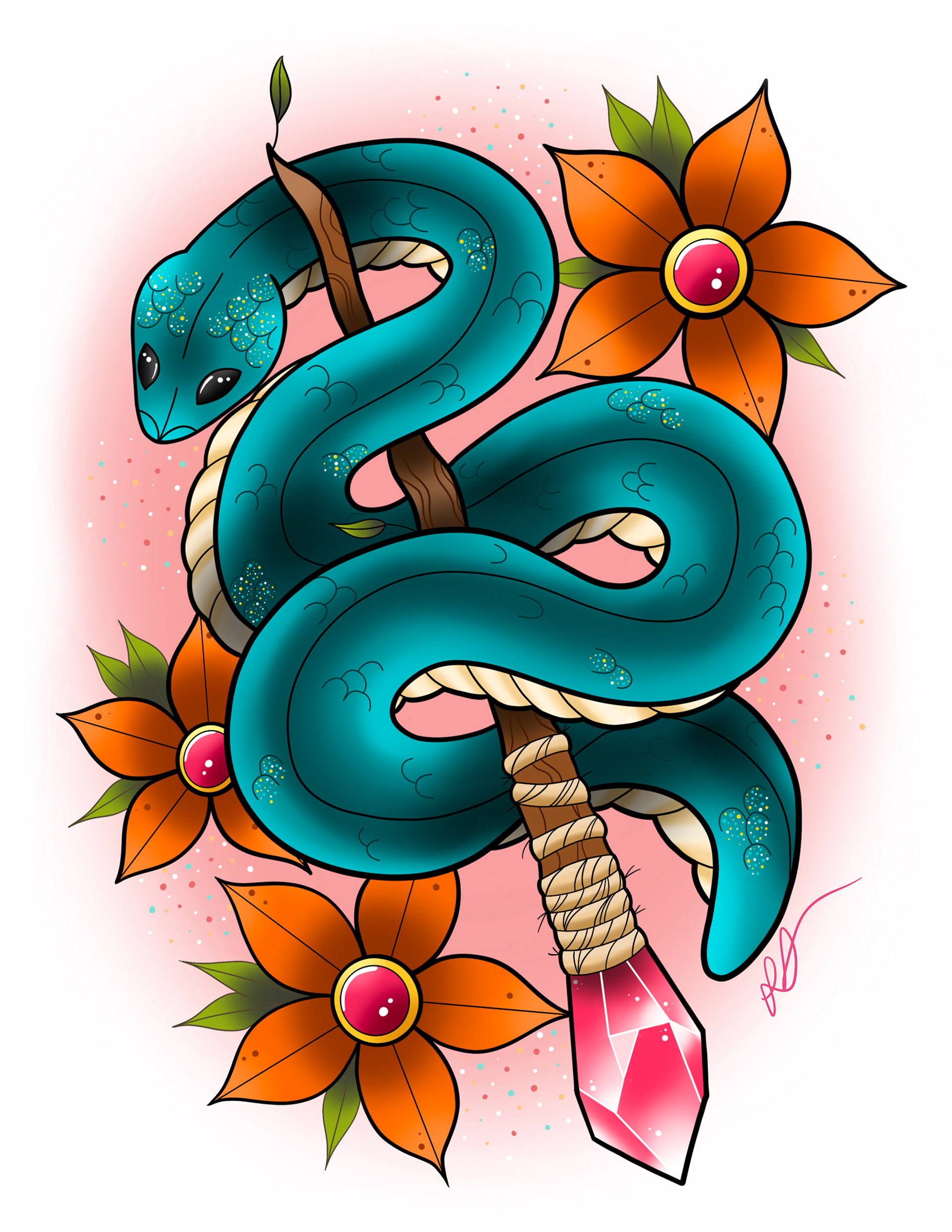 Snake and Wand, Procreate on iPad 2020