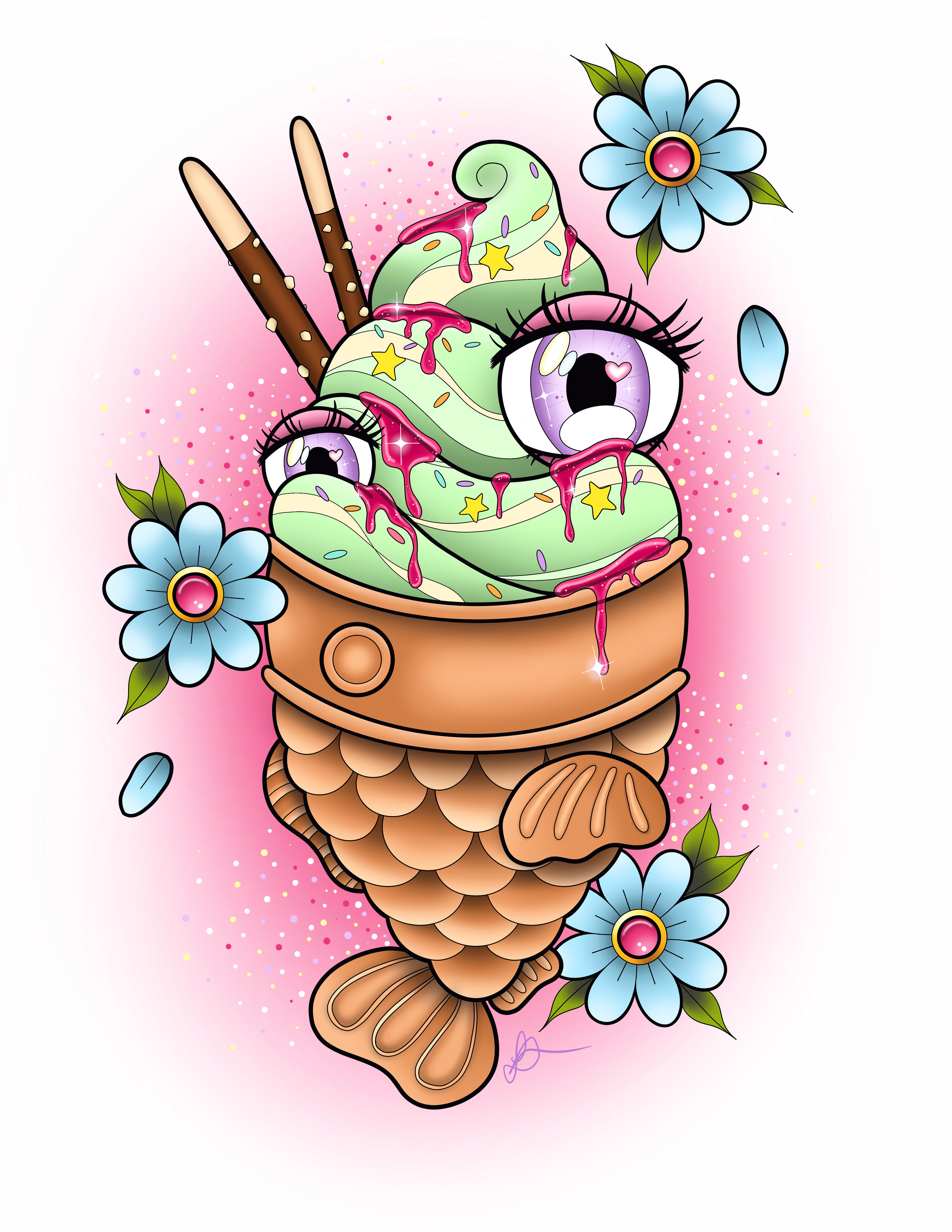 Eyeball Taiyaki, Procreate on iPad 2021