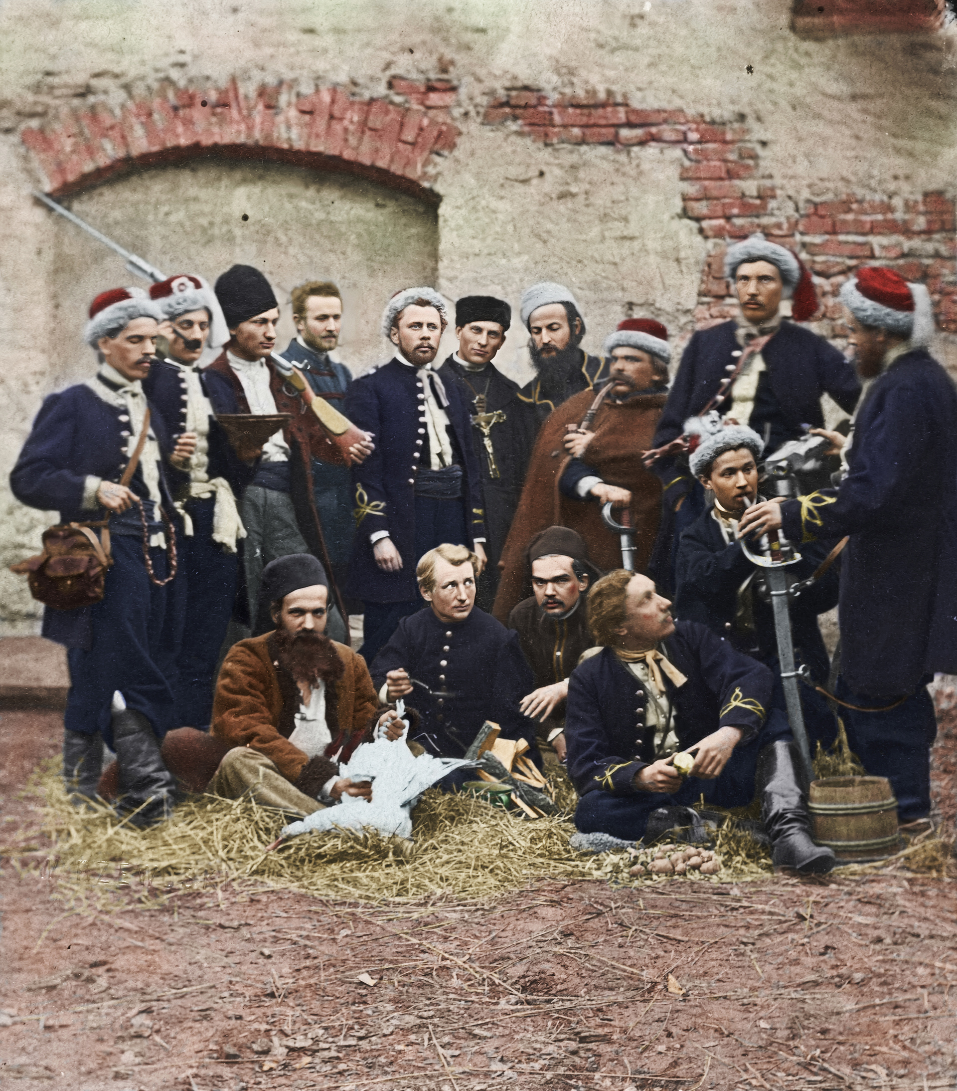 Powstanie styczniowe - żuawi śmierci w trakcie pobytu w Opactwie na Świętym Krzyżu. 1863 rok.