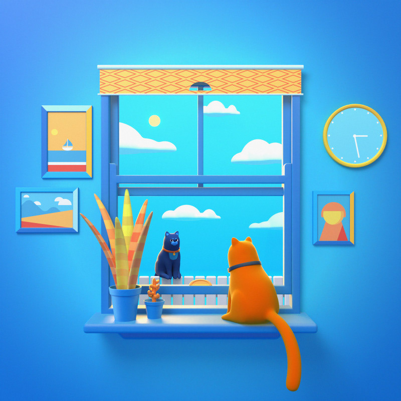 Cat Staring Contest (After Effects, Blender, Cycles)