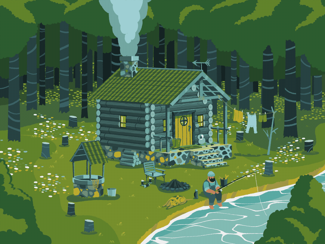 Cabin (Procreate, Illustrator, After Effects)