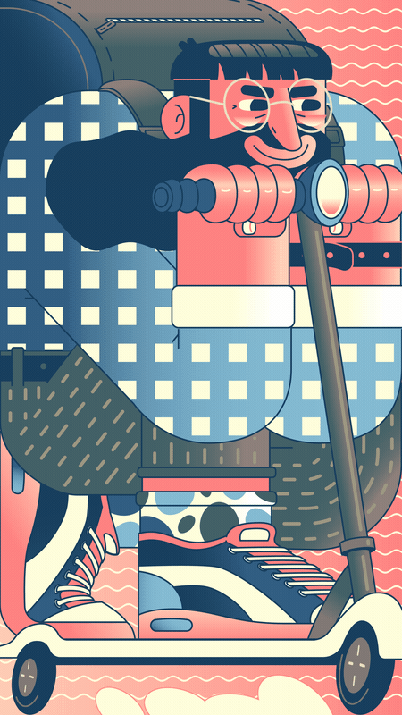 Hip Scooter Guy (Illustrator, After Effects)