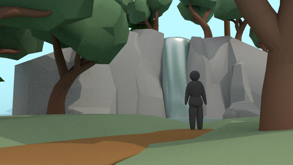 Waterfall with stand-in for scale