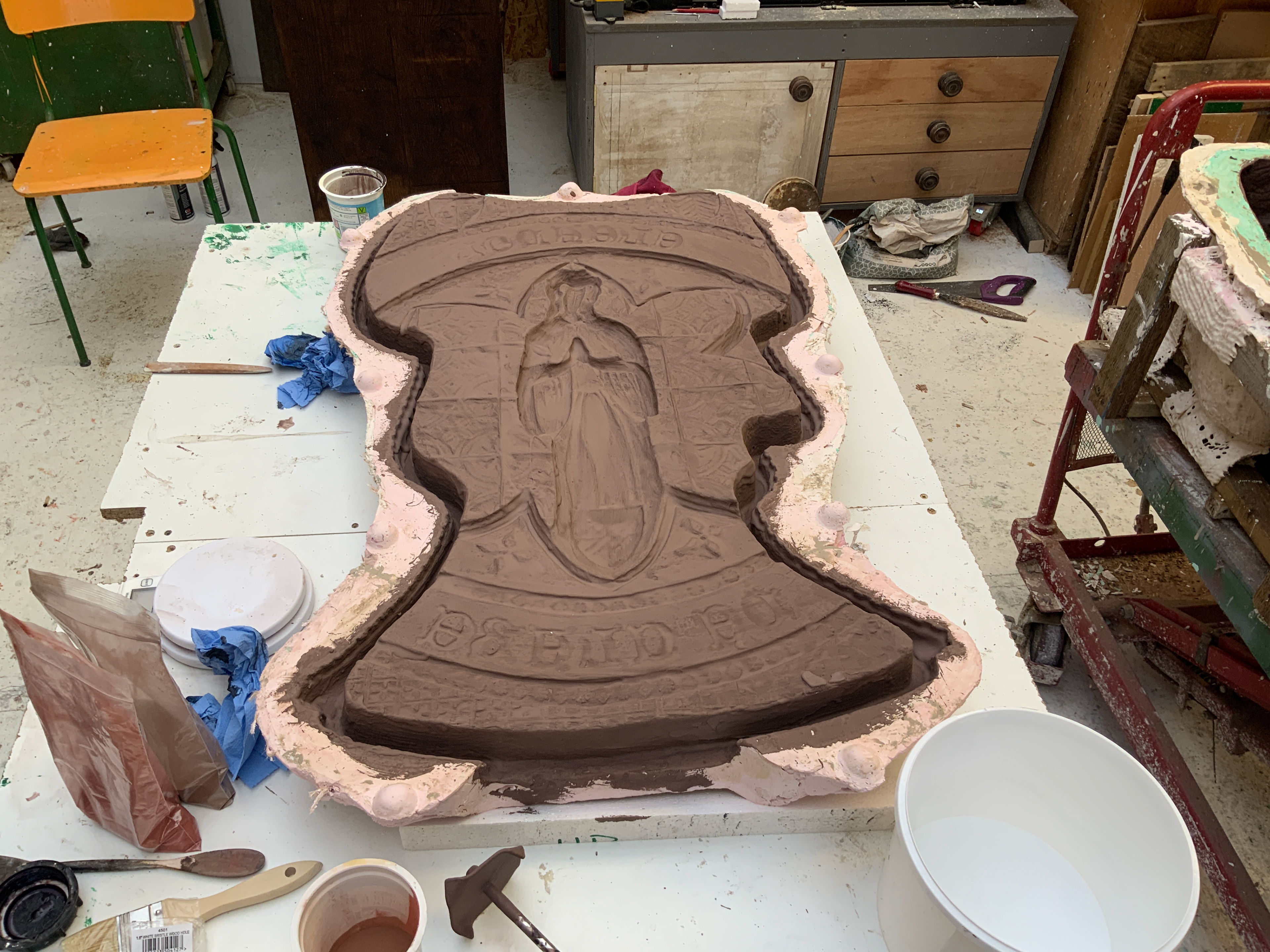 1st coat of bronze impregnated jesmonite