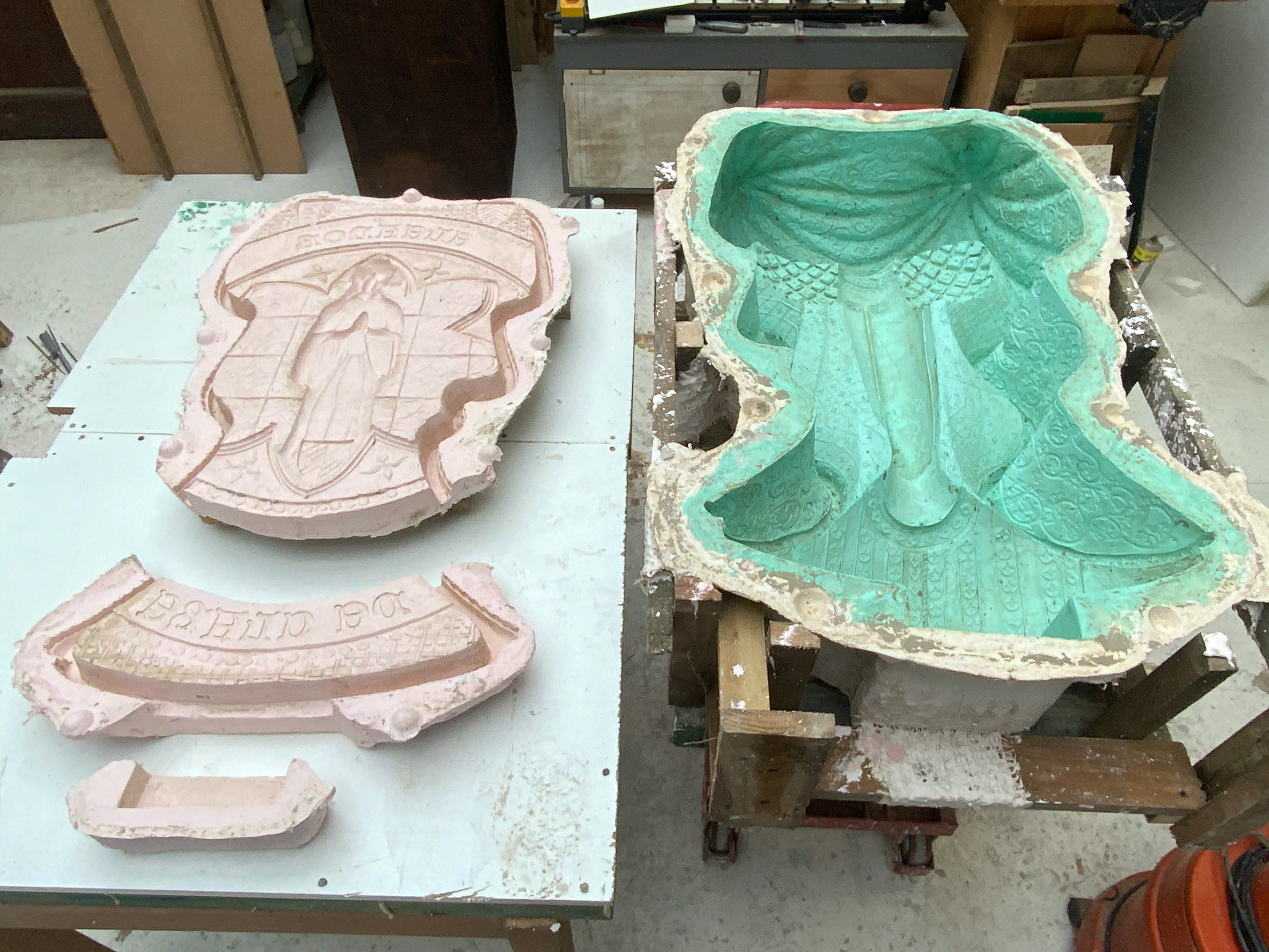 The plaster moulds ready for Jesmonite