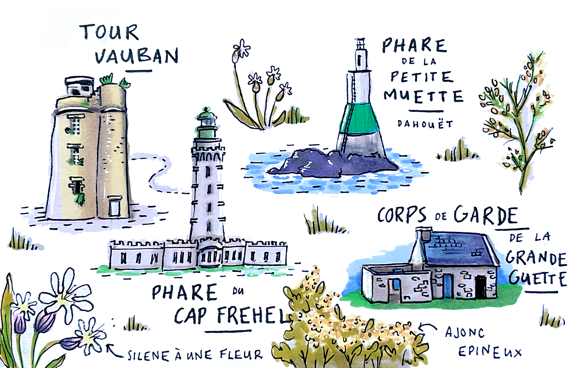 carnet de croquis, aquarelle et feutres, 2018