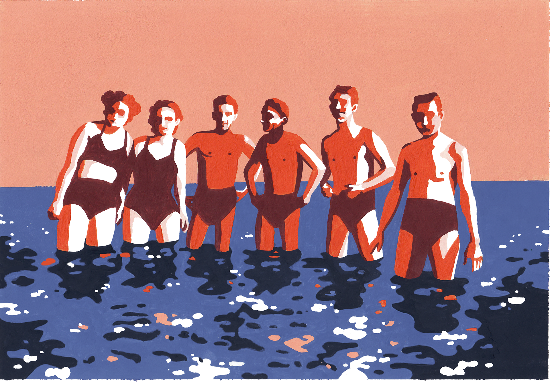 Andrée à la mer, peinture acrylique, 2023