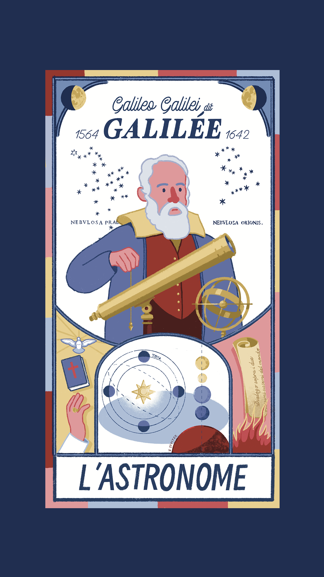 Carte de l'astronome, peinture digitale, 2025