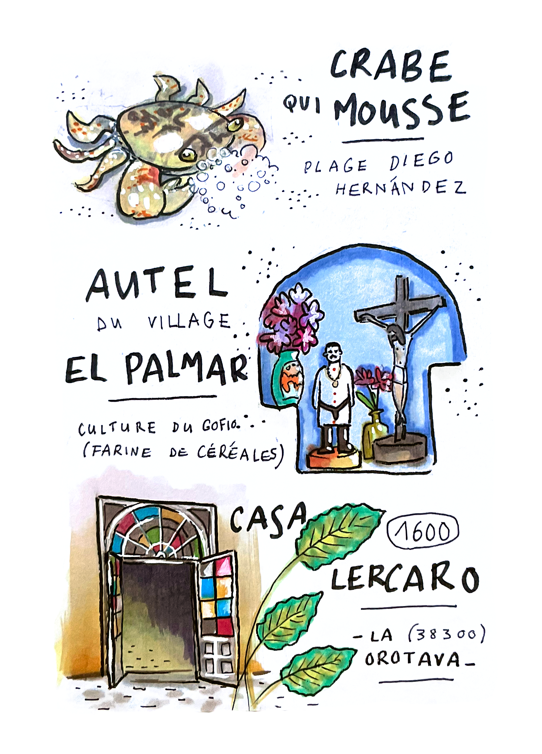 carnet de croquis, aquarelle et feutres, 2019