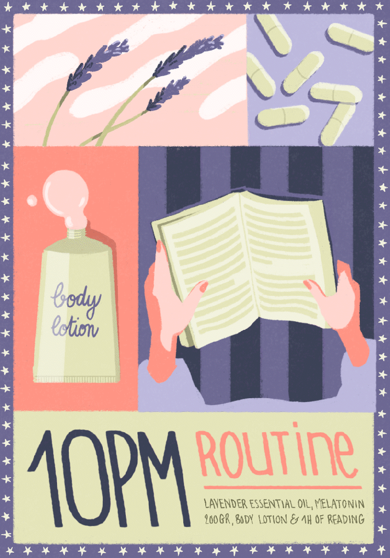 10 PM routine, peinture digitale, 2024