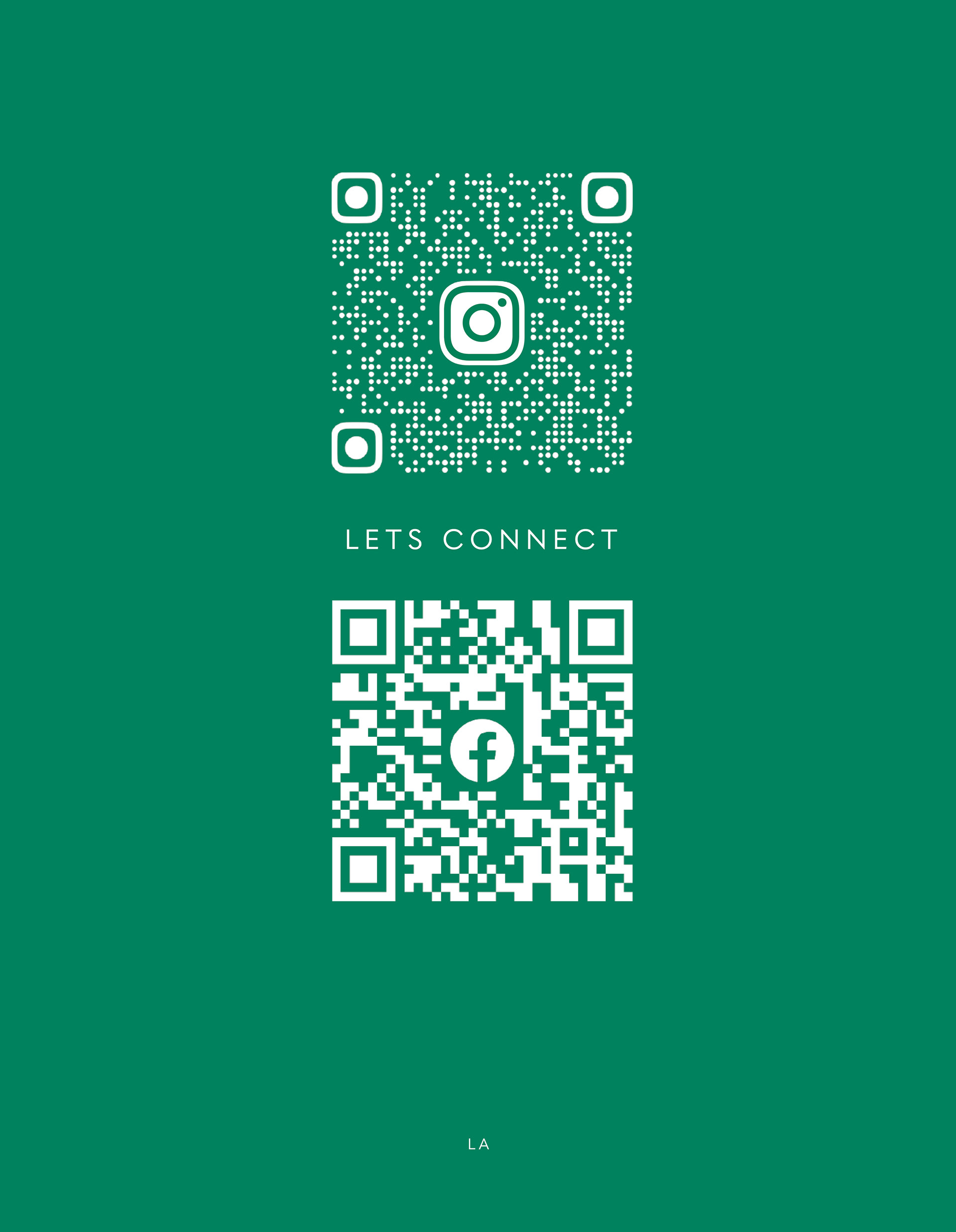 back of qr card for restaurant with QR code for open sesame's Facebook and instagram accounts.