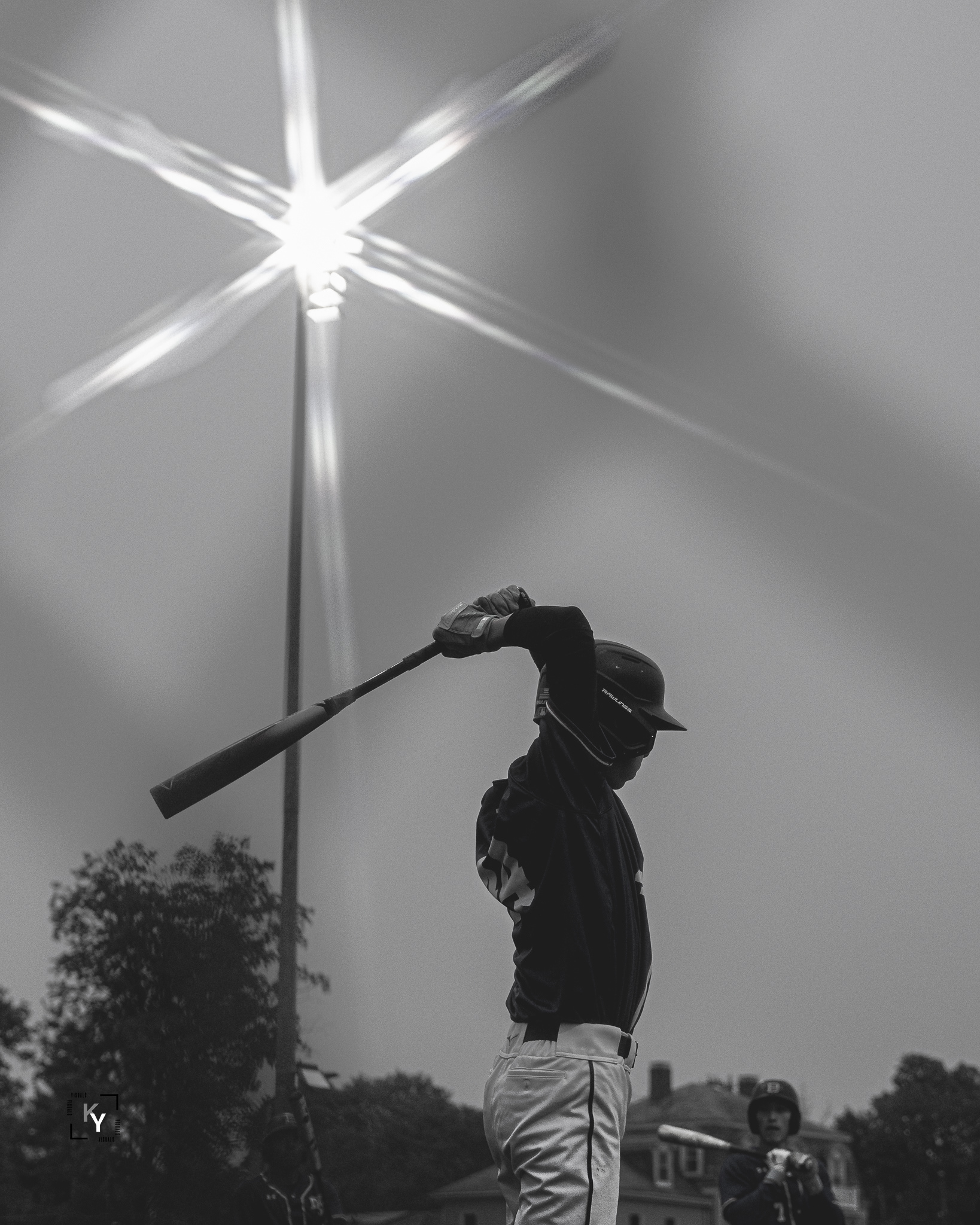 Freshman Max Shwaeger stetches before his turn to bat. Shot on Sony a6700. 5/5/2025.