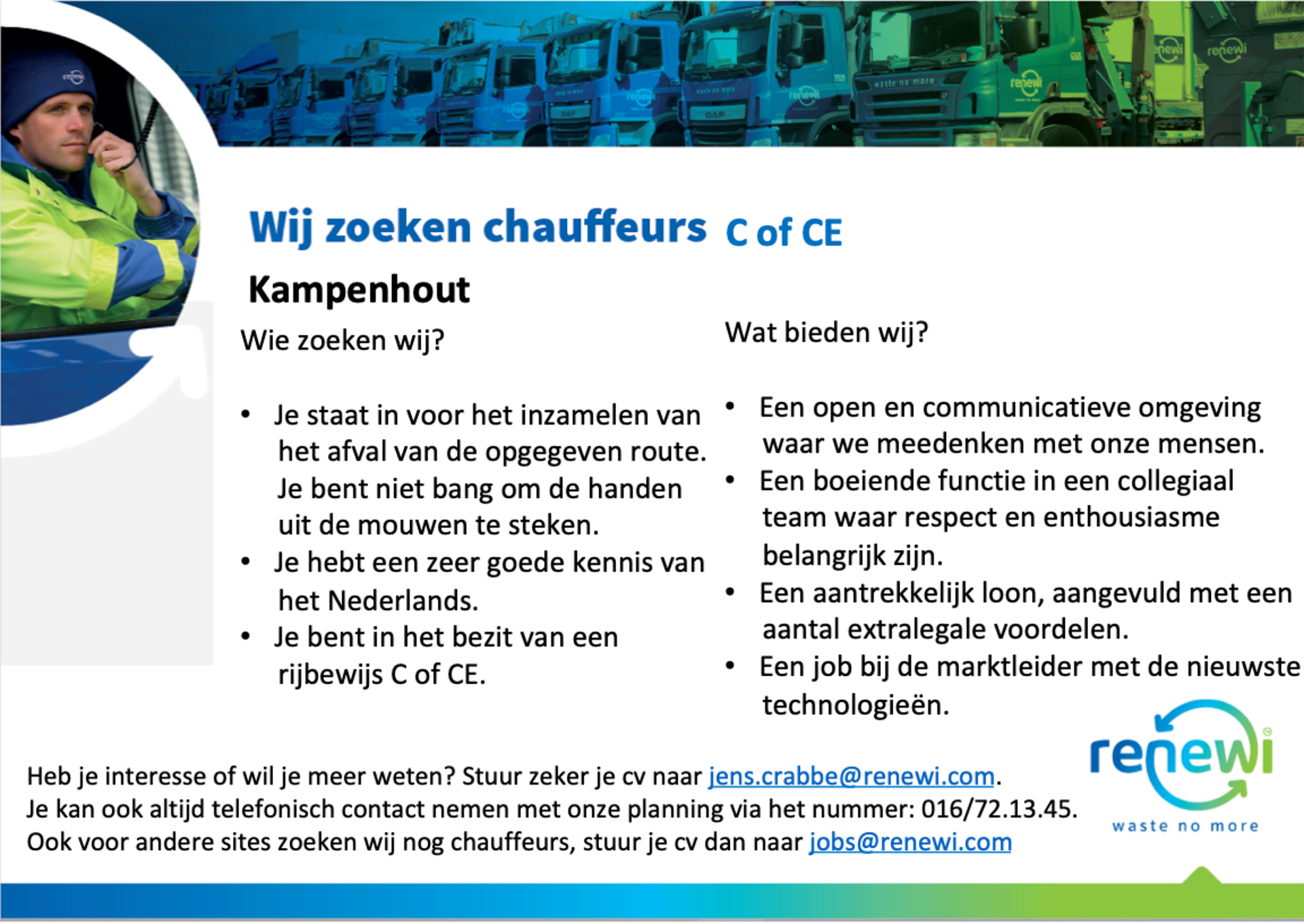 Renewi Social Media Post Job Ad