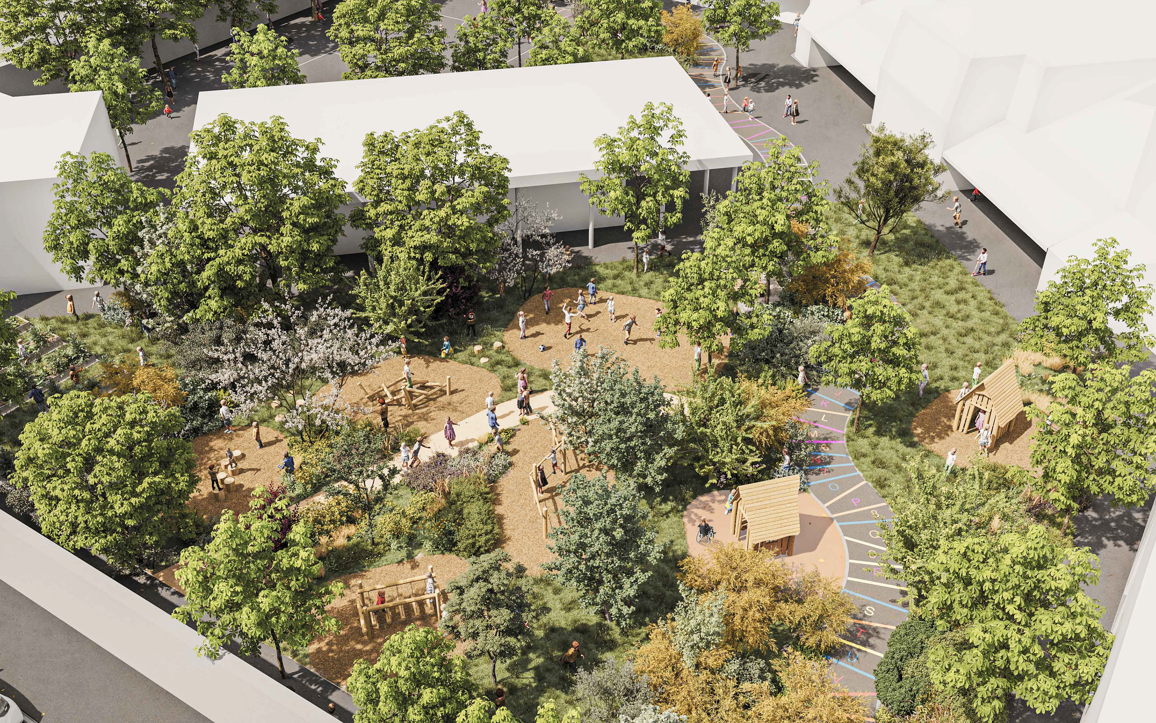 Réhabilitation d'une cours d'école • Le Ciel Par Dessus le Toit