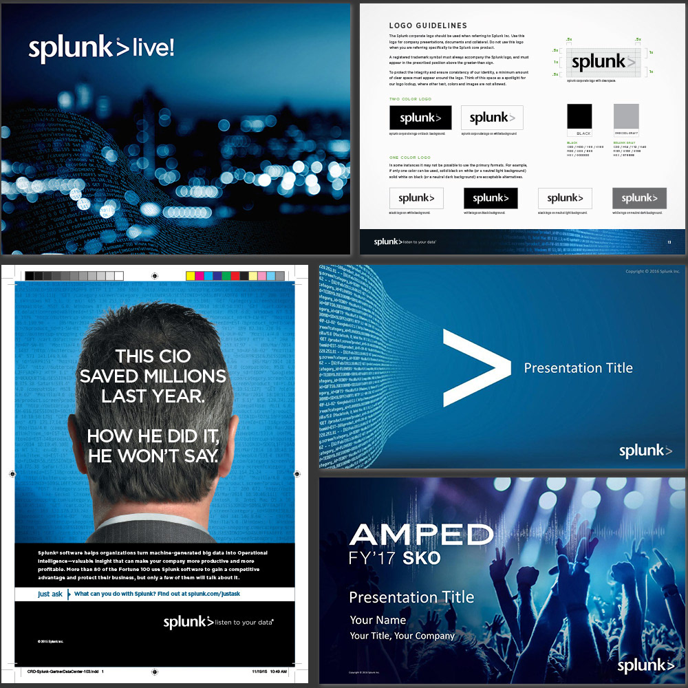 SPLUNK (2015-16) – Various assets in the Splunk legacy brand style I produced/managed