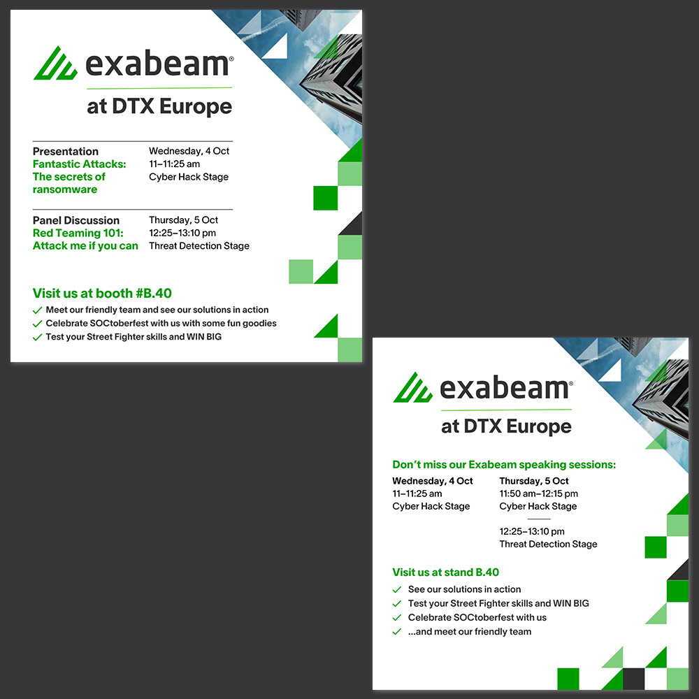 EXABEAM (2023) – Digital social cards I designed/produced