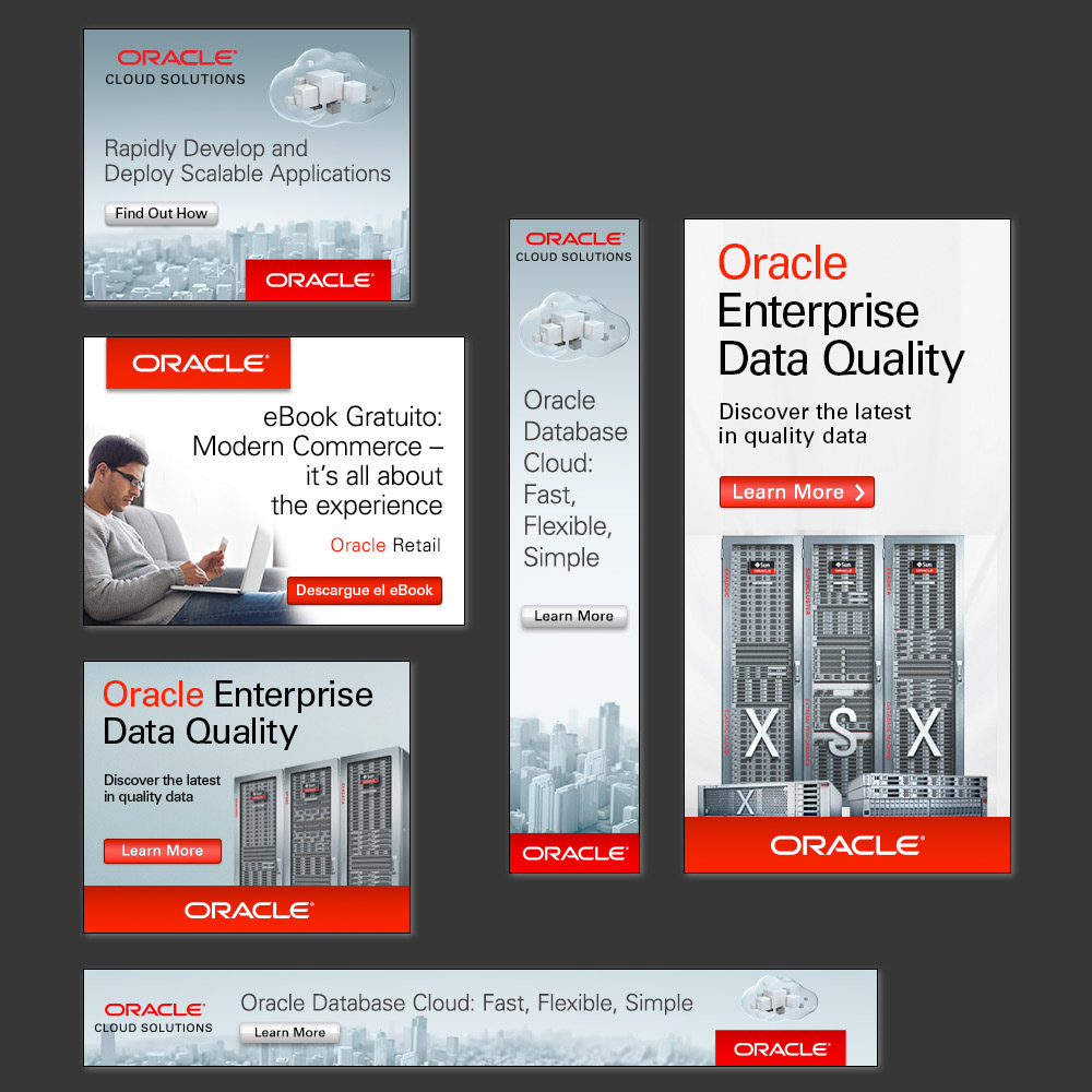ORACLE (2015) – Digital banners I produced for the Global Advertising Dept in various formats