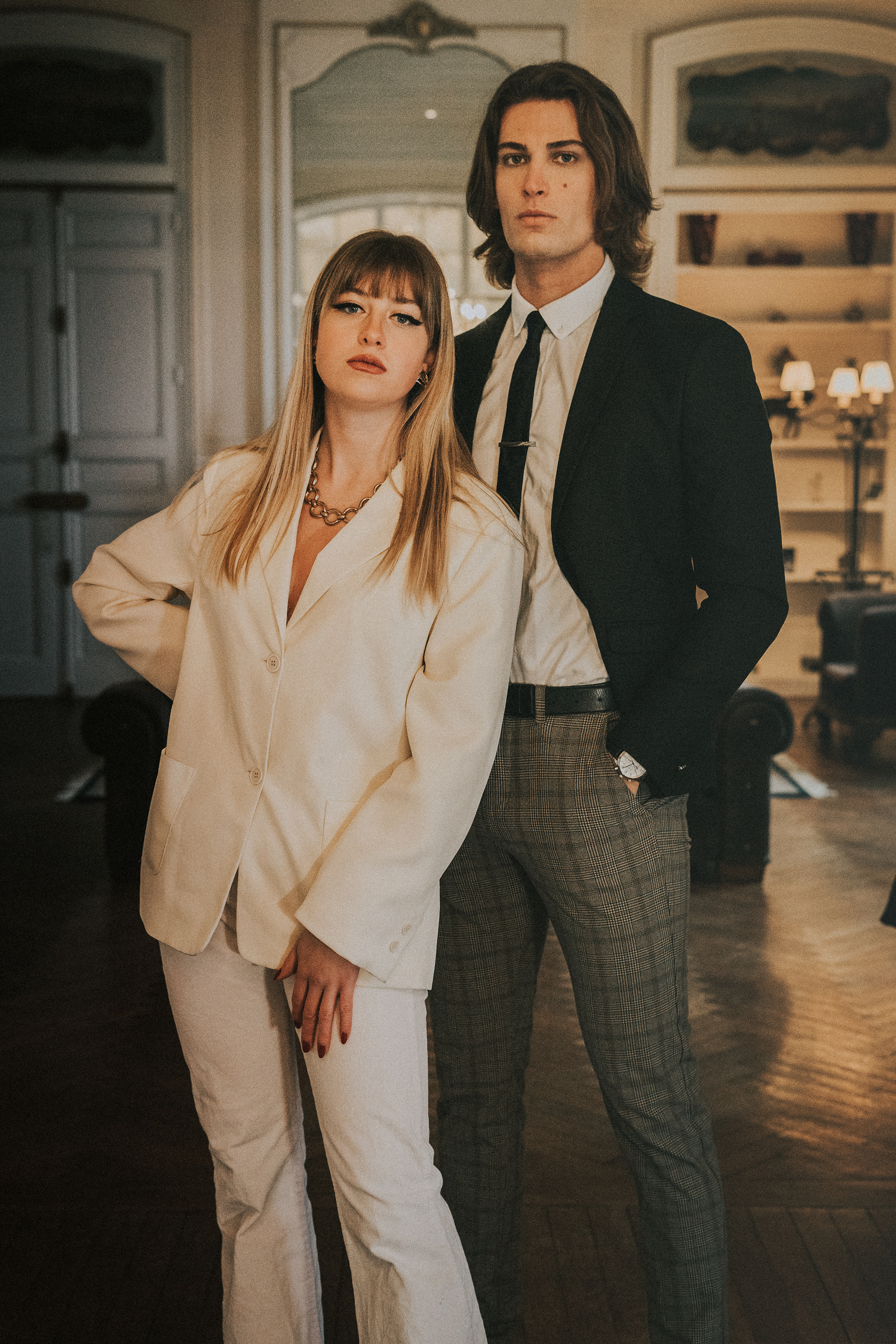 Portrait château homme femme vintage