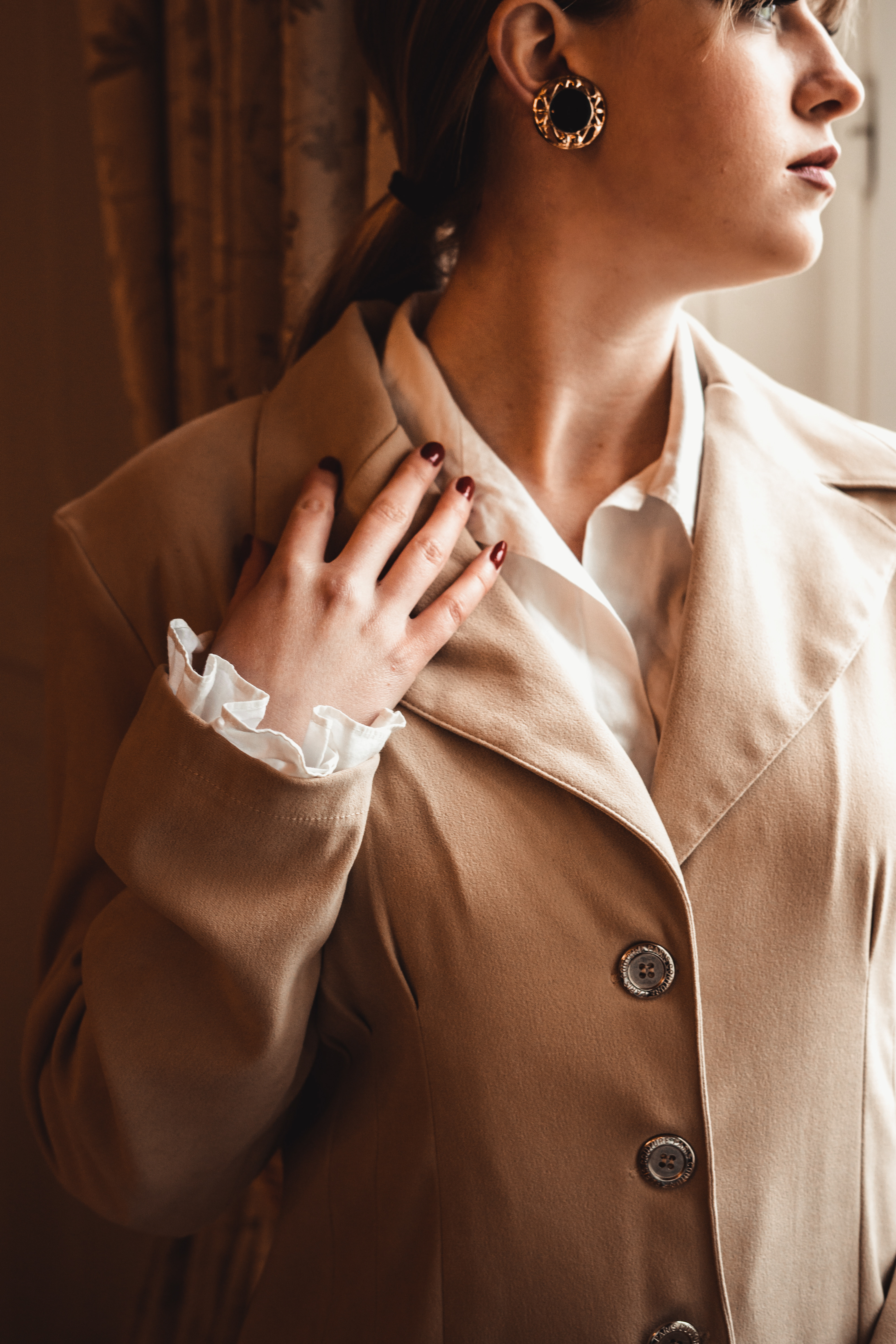 Tailleur beige femme