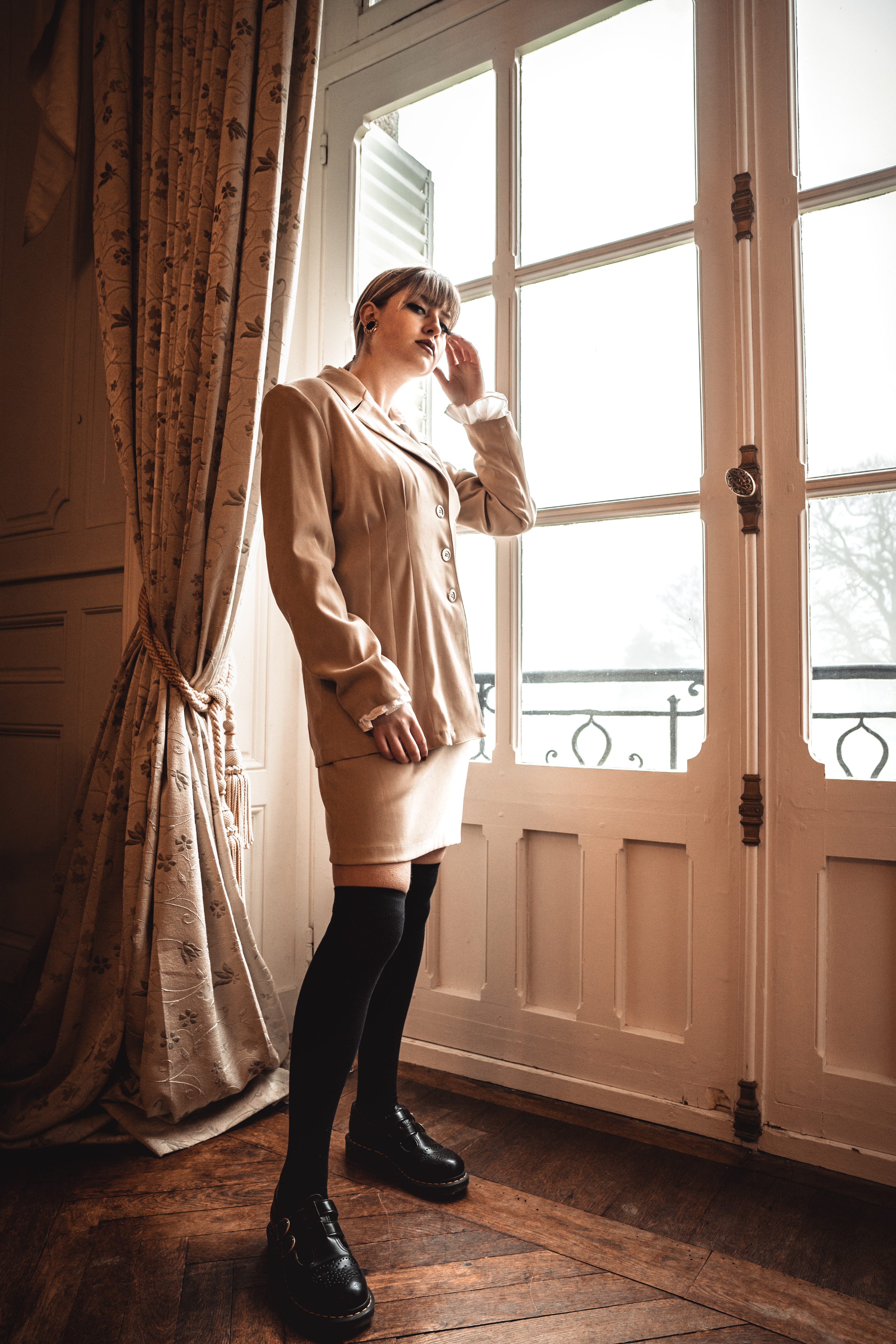 Tailleur beige femme