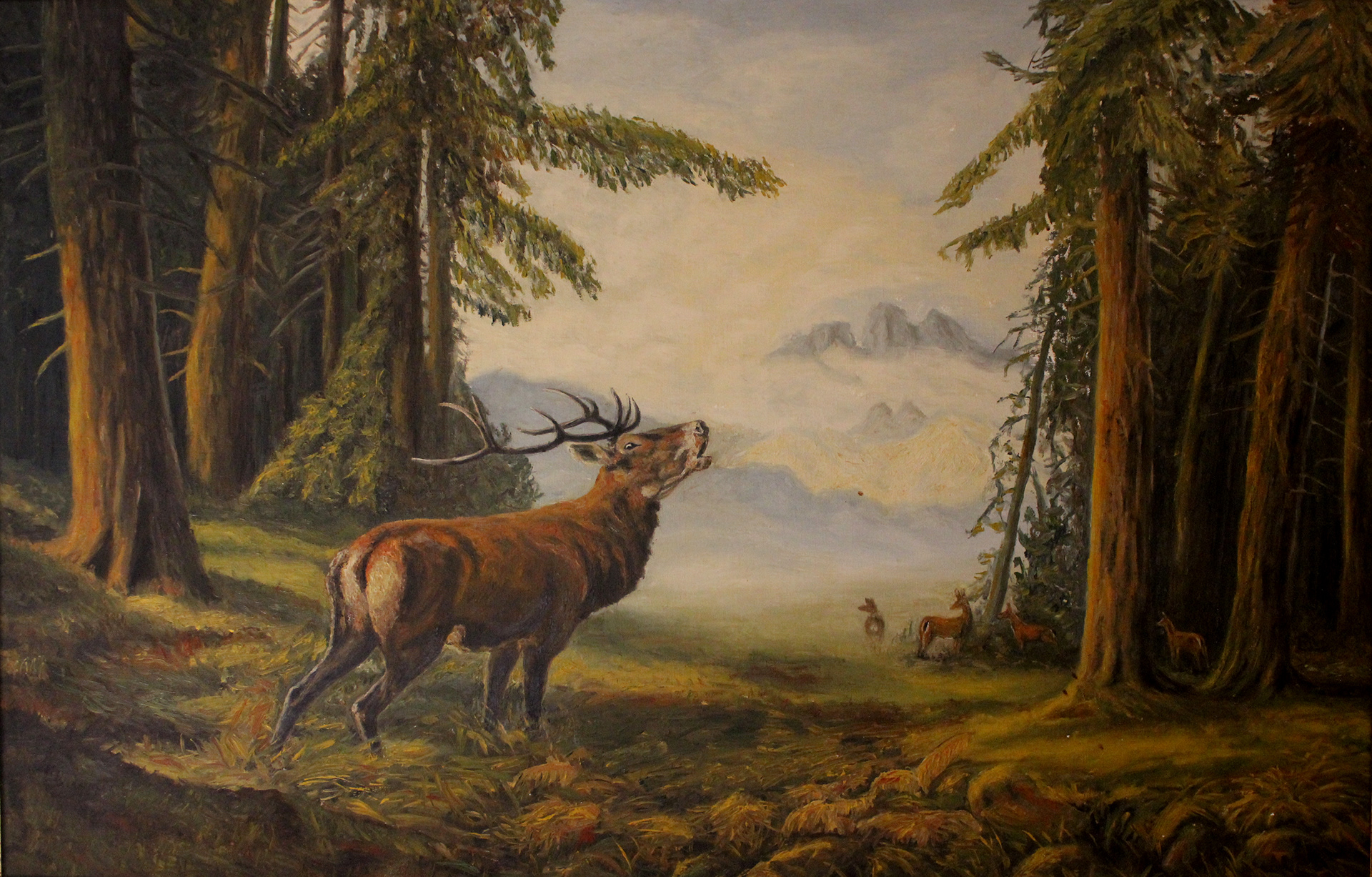 "Ciervos en el bosque", 92 x 60