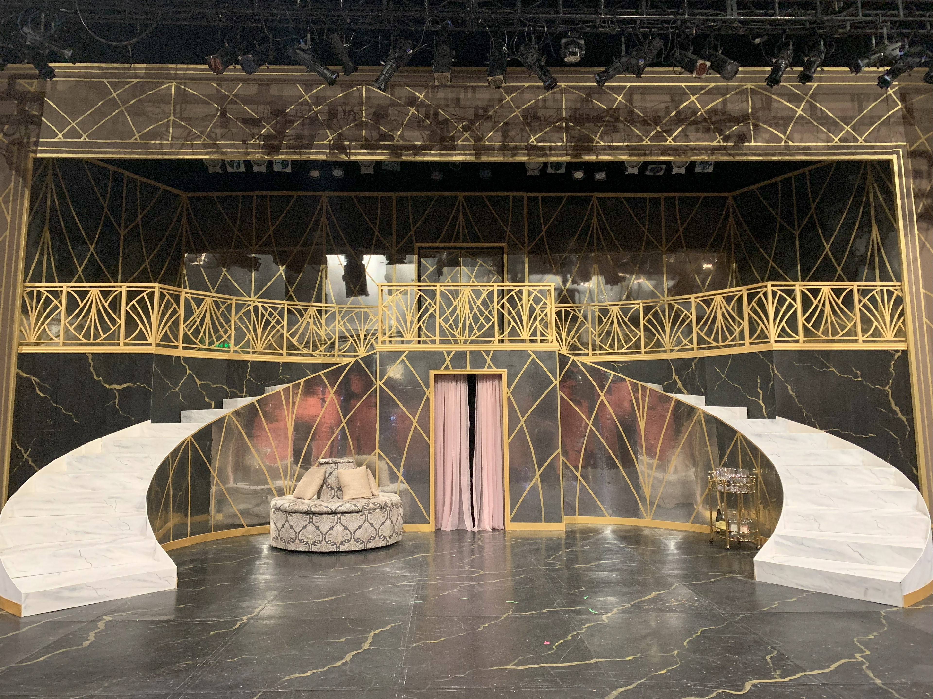 4 large canvases installed as false proscenium
