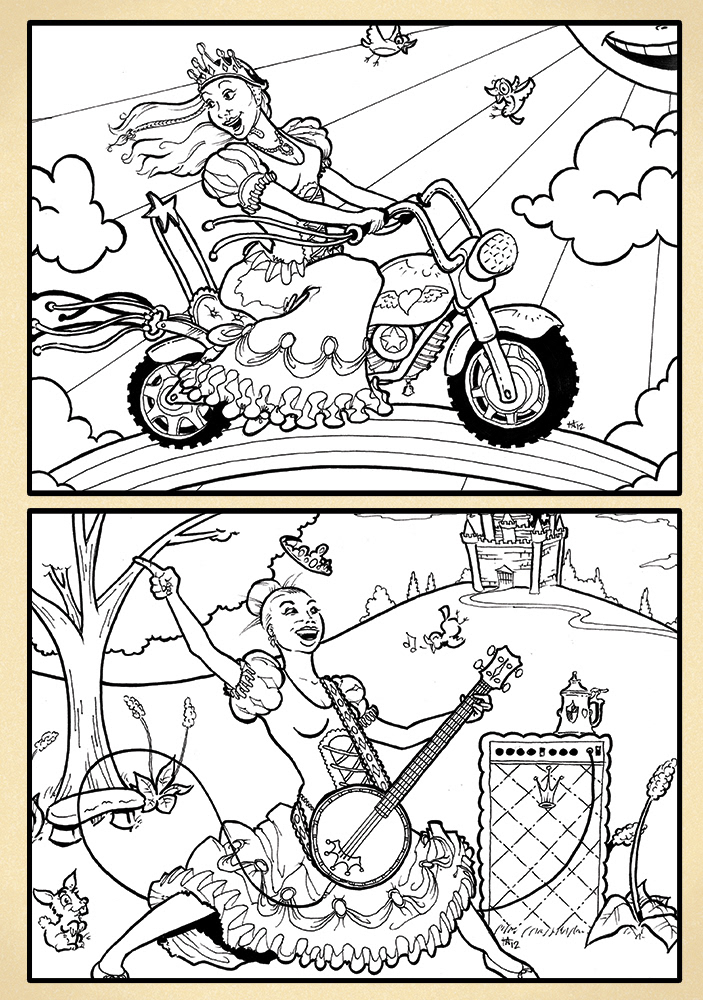 Coloring pages for my daughter's 5th birthday princess party, featuring princesses who rip.