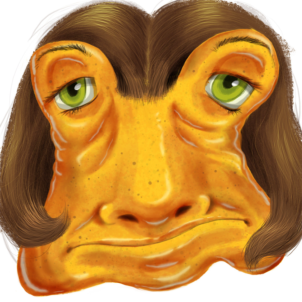 Testing Krita with the kids. Orange face guy!