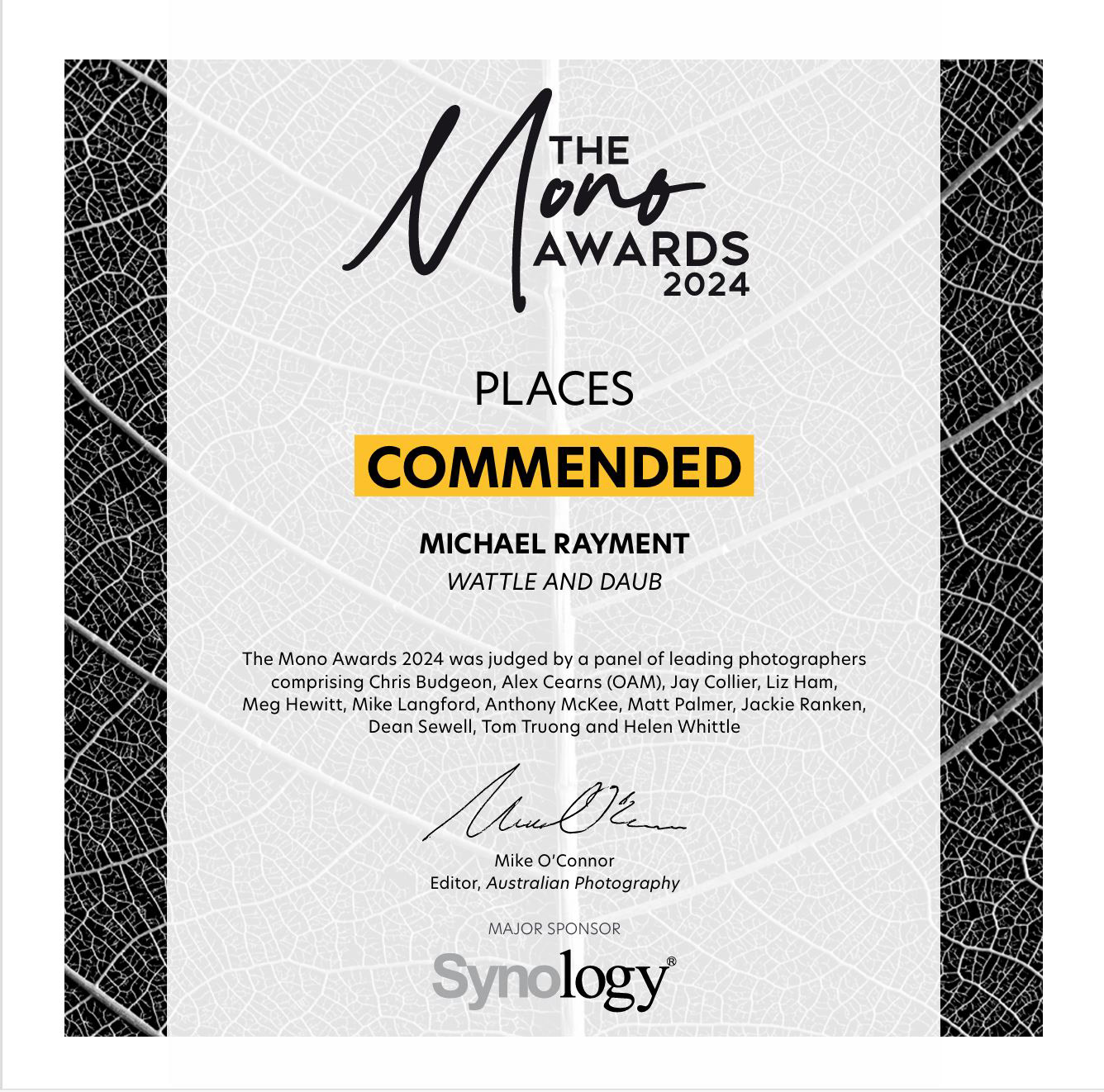 16/09/24 - Received a Commended award for 2024 Mono Awards.