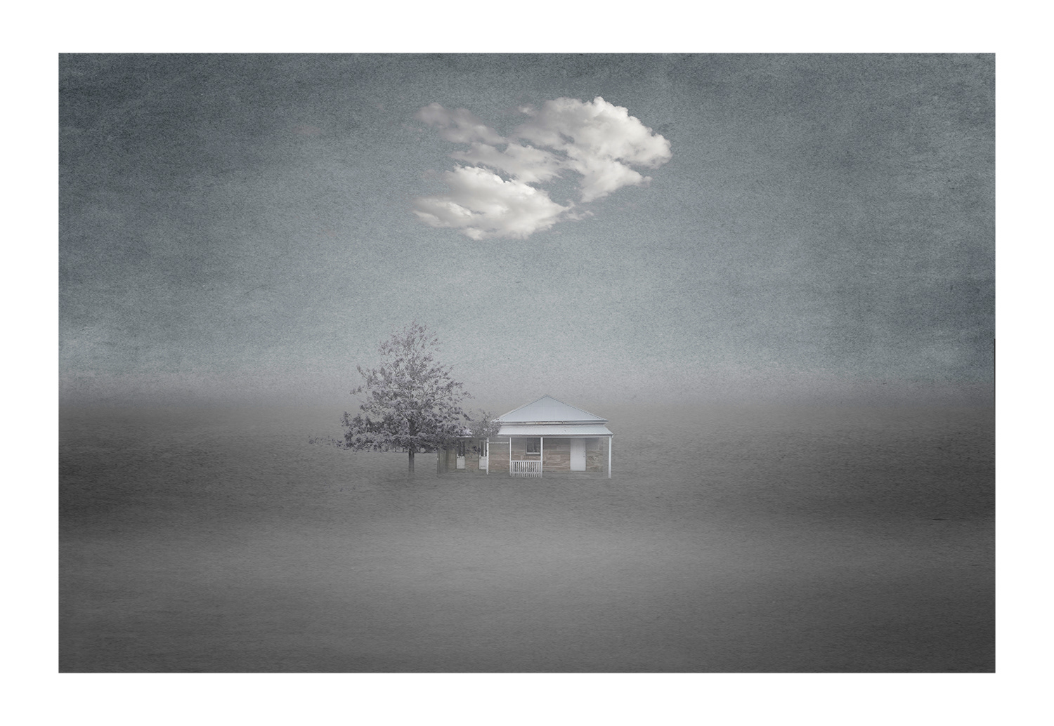 A tree, a cloud and a house. (Approximate size 60cm x 40 cm - $AU400)