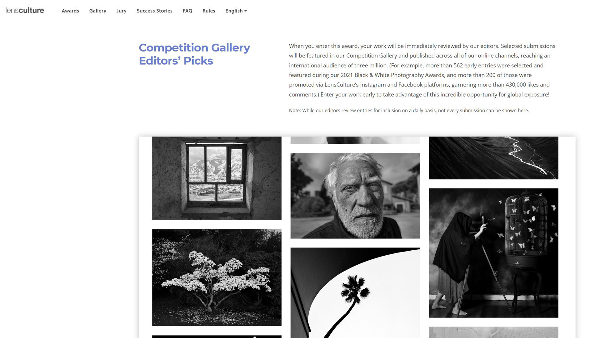 12 October 2022 - Editors pick on the Lenculture website. My entry for the LensCulture Black & White Photography Awards has been selected by the editors to be featured in the online Competition Gallery. See it at lensculture.com/awards.
