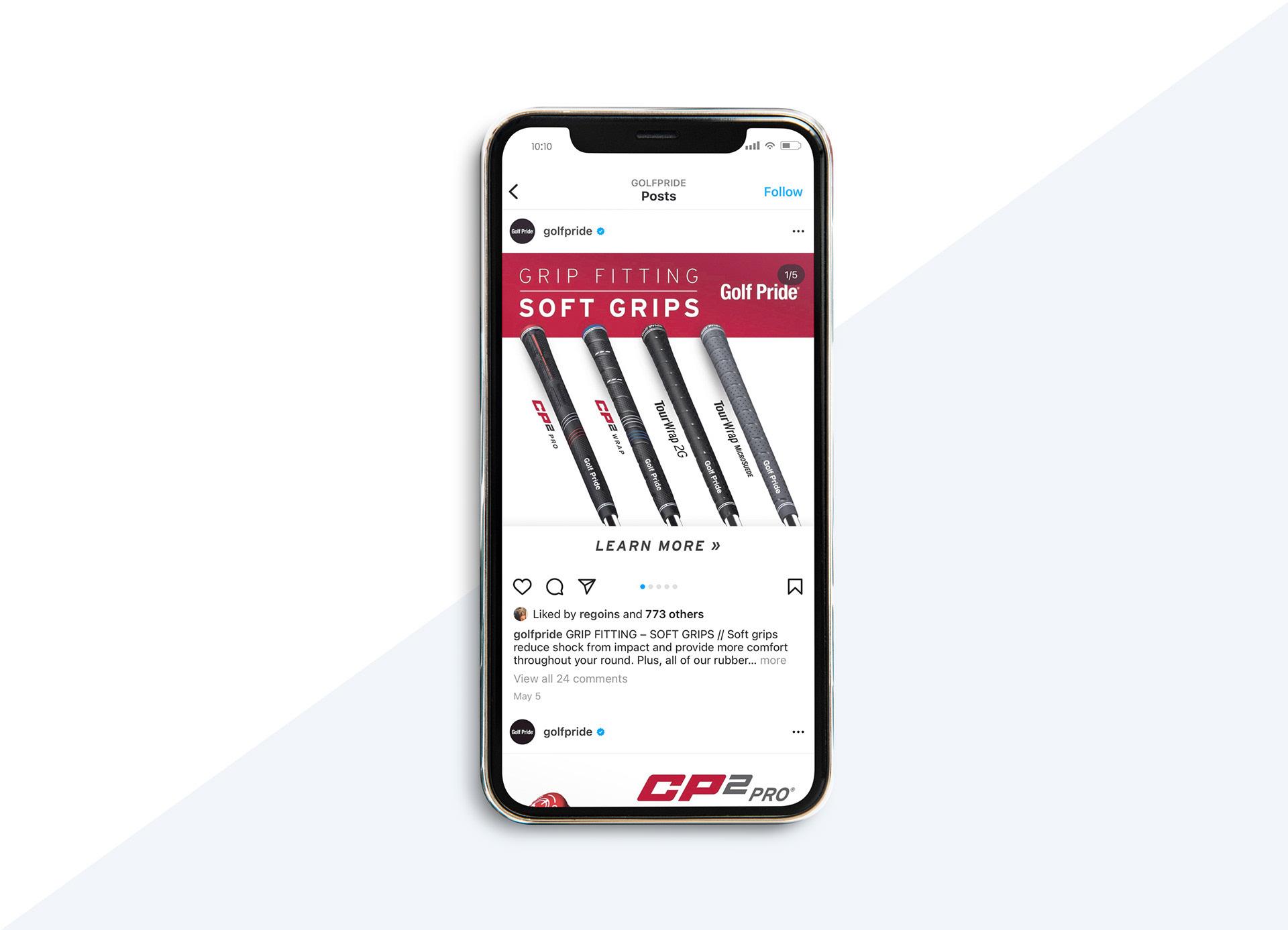 A carousel ad design showcasing Golf Pride's soft grip selection.