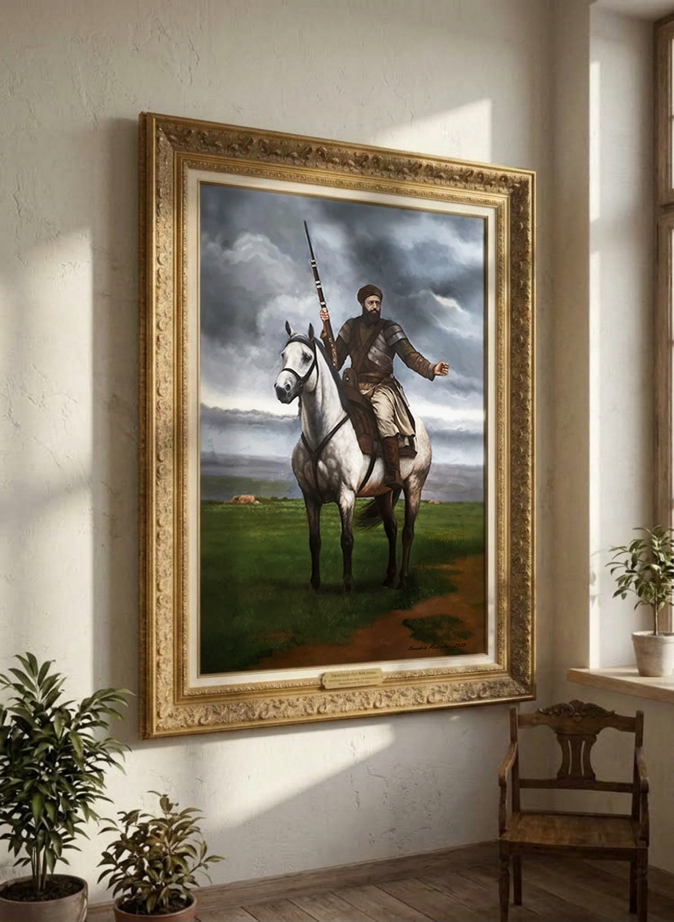 Artwork hanged on a Wall (side view)