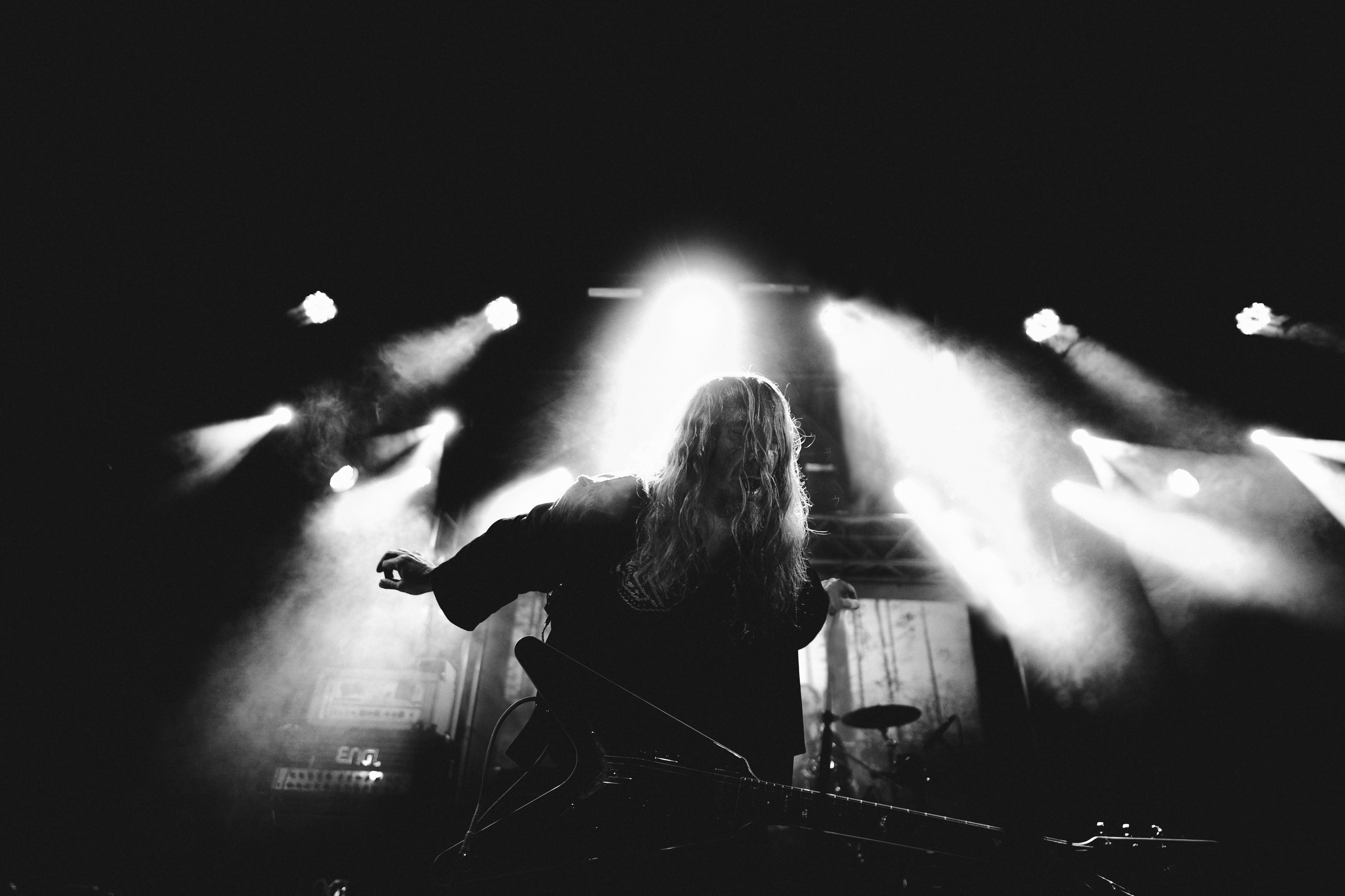 Sur Austru guitarist screaming intensely during live performance at Rockstadt Club, Brasov, Romania, concert photography.