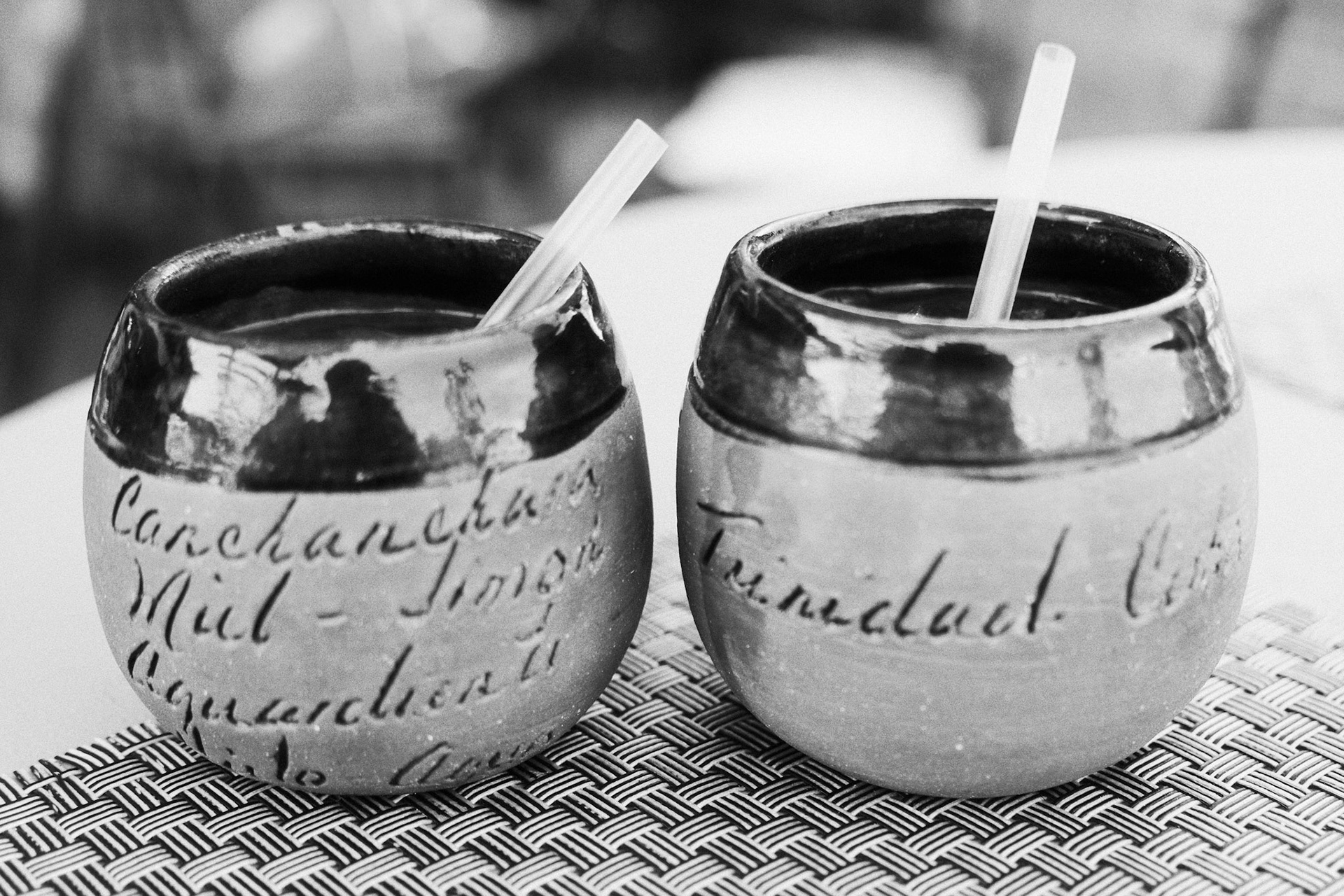 Two cups of canchancharra, a traditional Trinidad beverage.