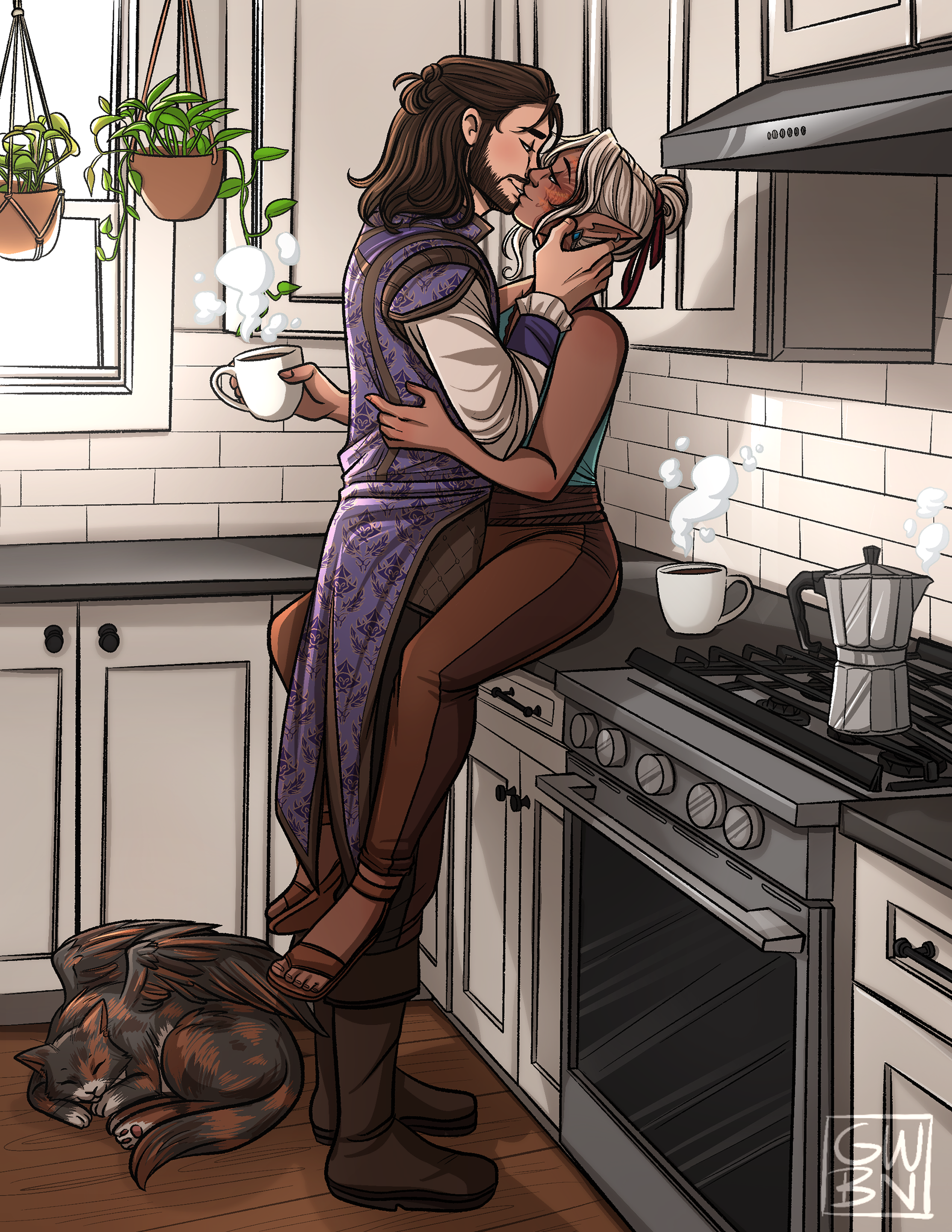 Commissioned artwork of a Baldurs Gate 3 original character and Gale - 2025