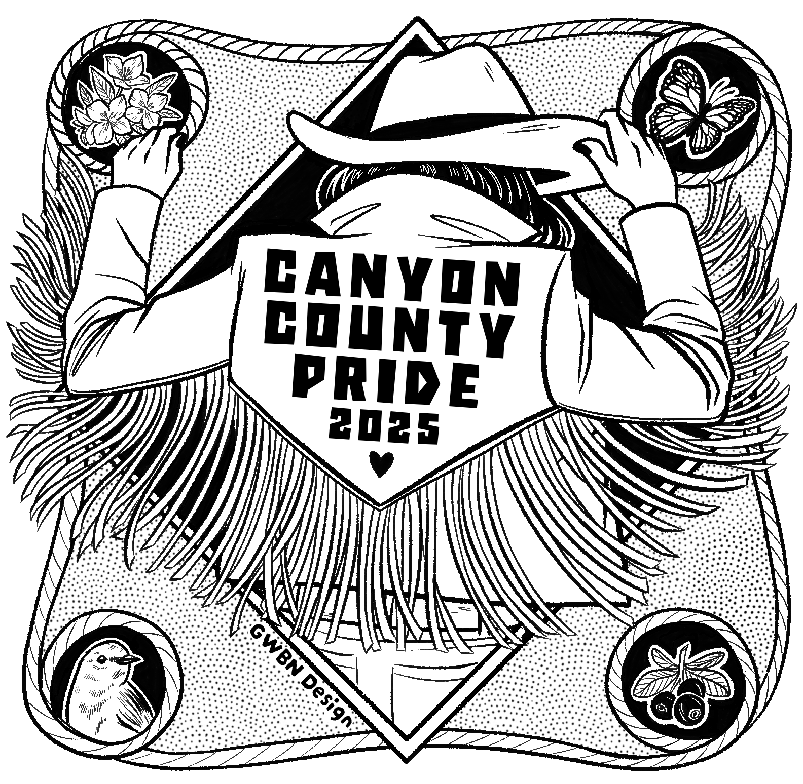 2nd Place Winner for the Canyon County Pride art contest held in Nampa, Idaho. This piece was used for merch at the event