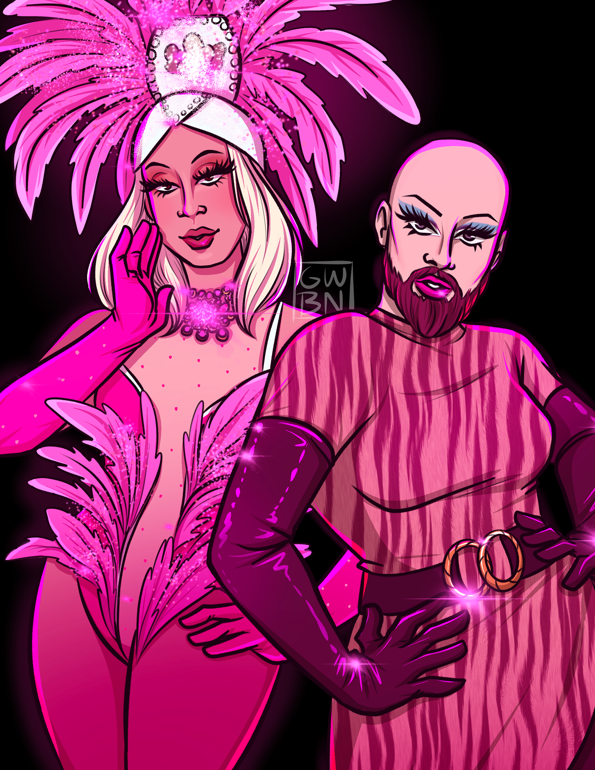 Fanart of the Boise Drag Queens Coco Freeo and Cookie Pusss - 2024