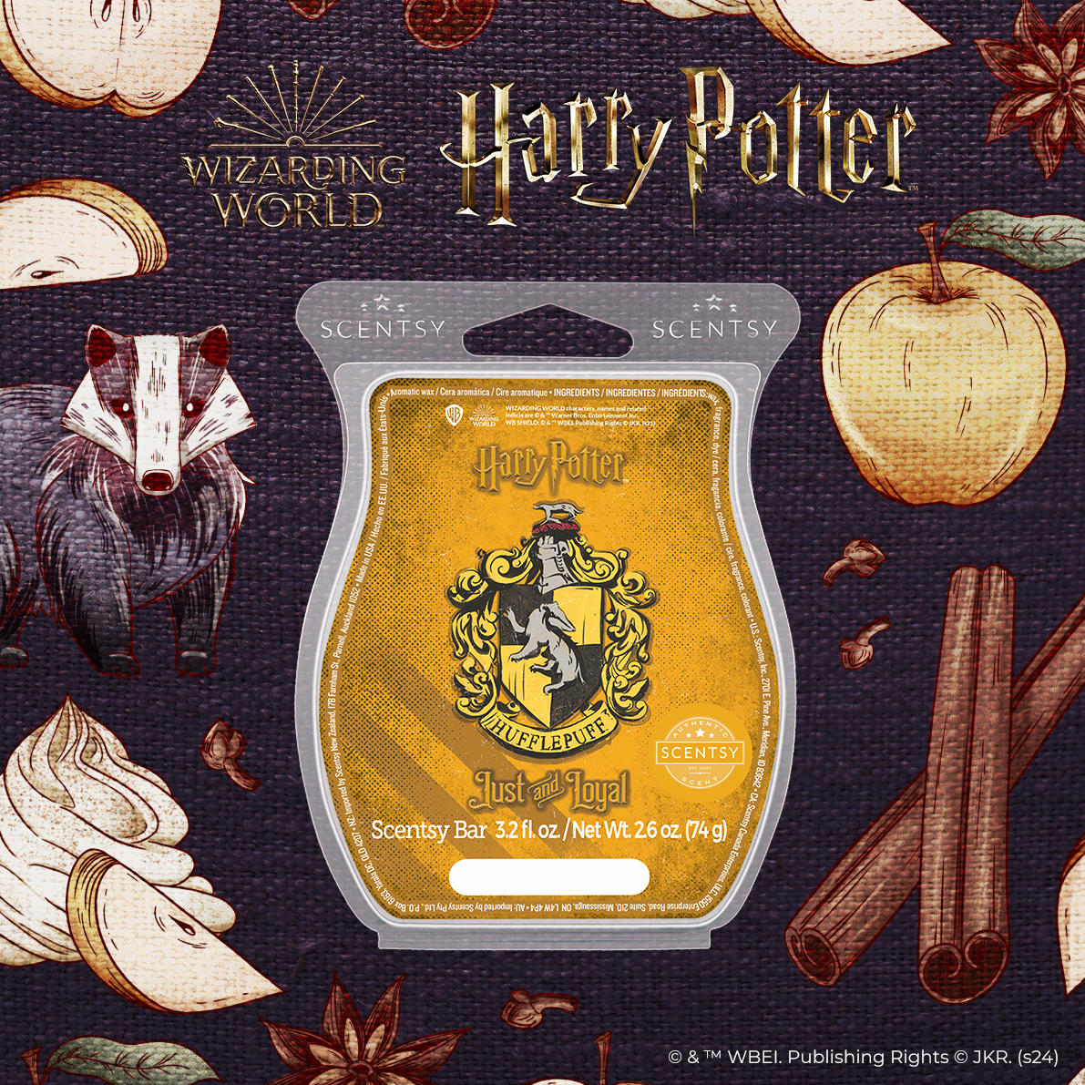 Post promoting the Hogwarts House Scent Collection featuring the Just and Loyal Hufflepuff scent - 2025