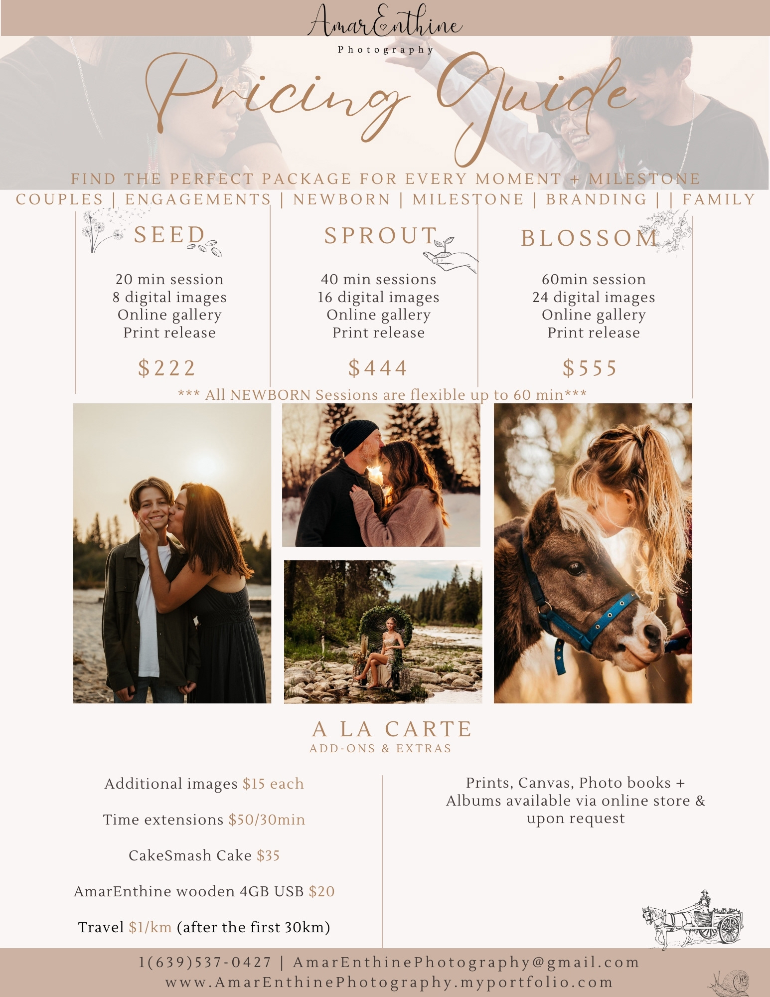 For Regular One-off sessions occuring at one location on one date. Example: Pregnancy announcement, Maternity, Newborn, Fresh 48, etc