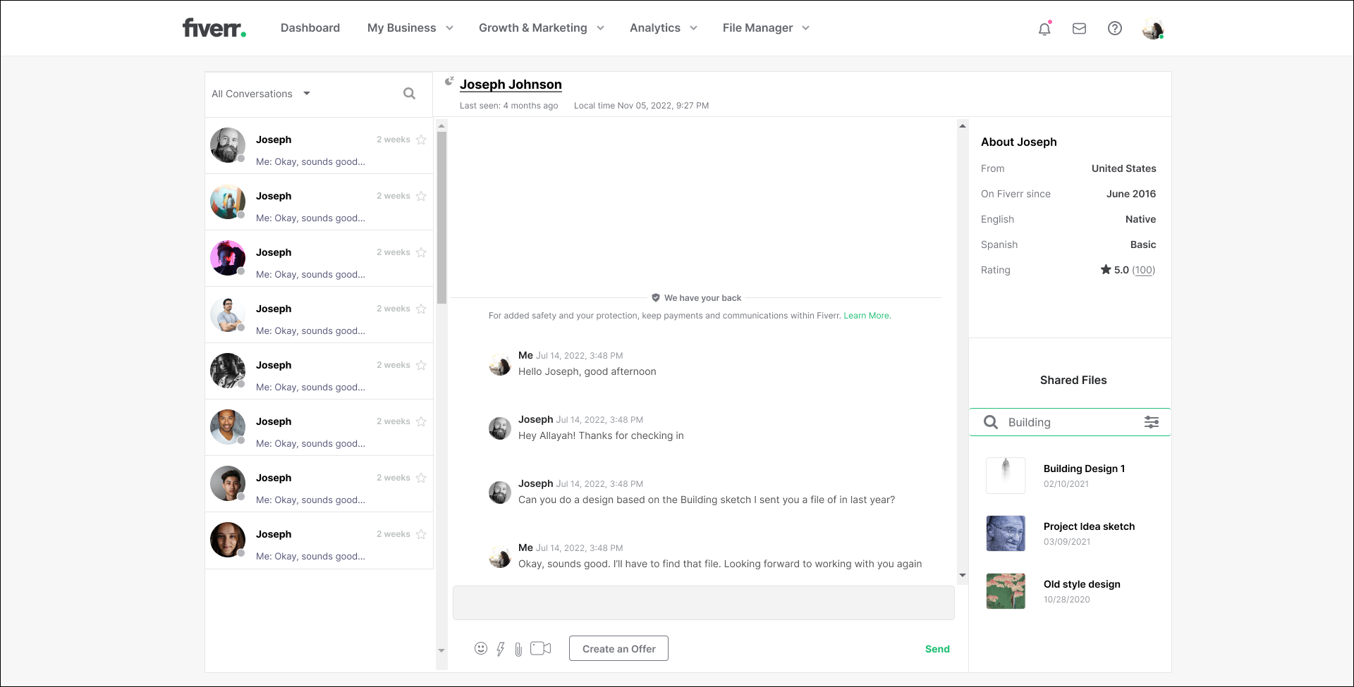 Messages B - Search bar clicked and search term entered