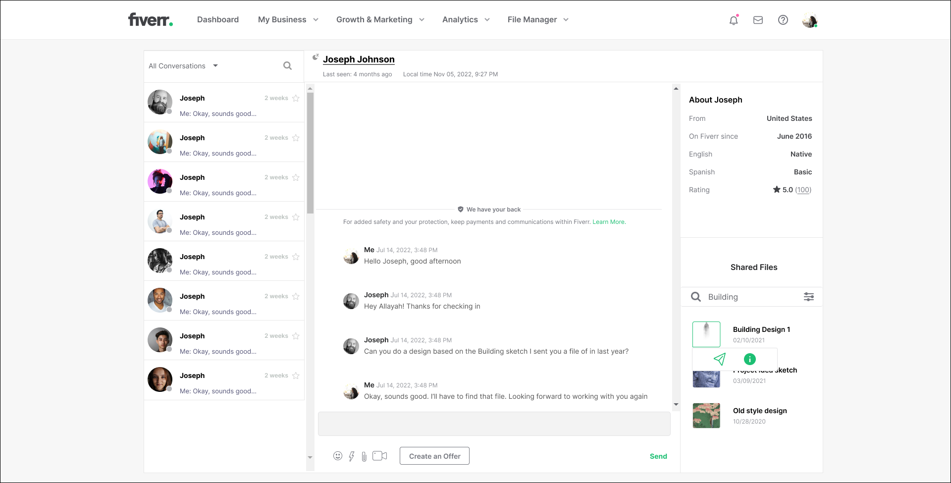 Messages B - File clicked