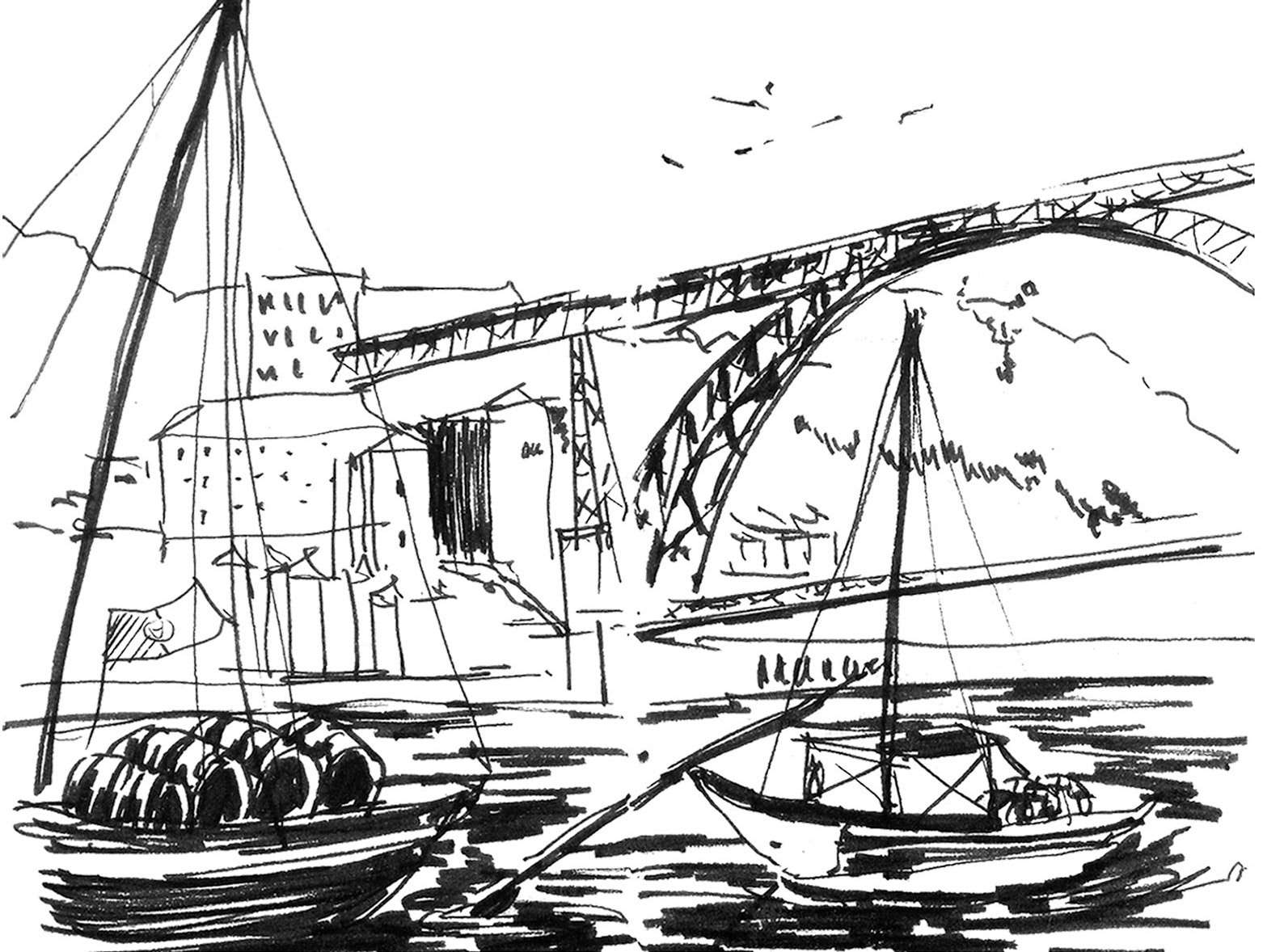 "Ponte Luis", Ink on paper, 2019, 140 x 100 mm