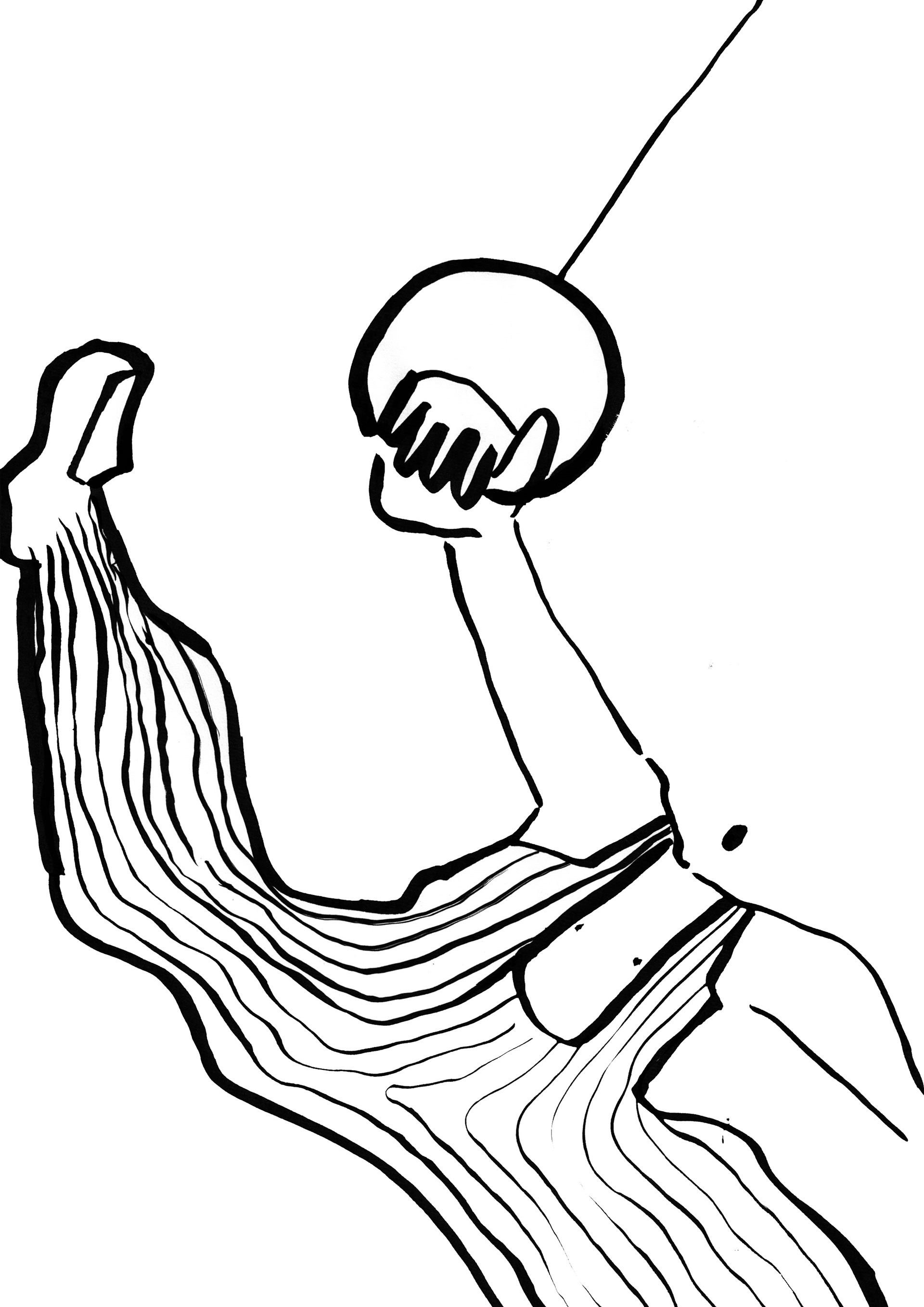 "Trapezista", Ink of China on paper, 2025, 210 x 280 mm