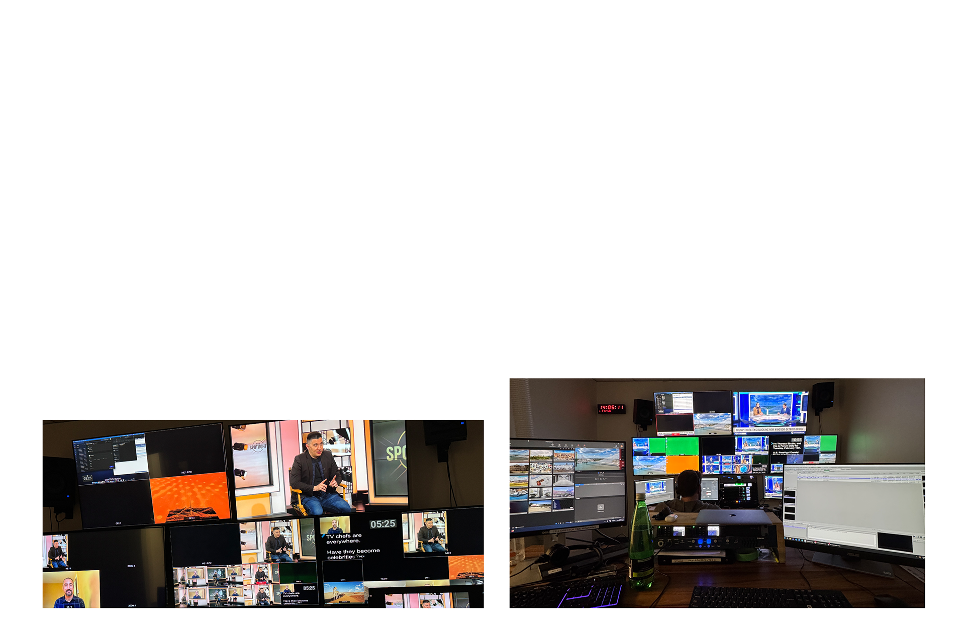 Since June of 2022, I’ve had the pleasure of working for a television studio primarily on content for The News Forum. My role has shifted throughout my time here, and I’ve had the opportunity to learn and perform a variety of different roles and skills. I have had the opportunity to fill roles such as Production Assistant, Audio Operator, Technical Director/Switcher, On-Air Graphics Operator, Graphics Designer, and Prompting Operator. 