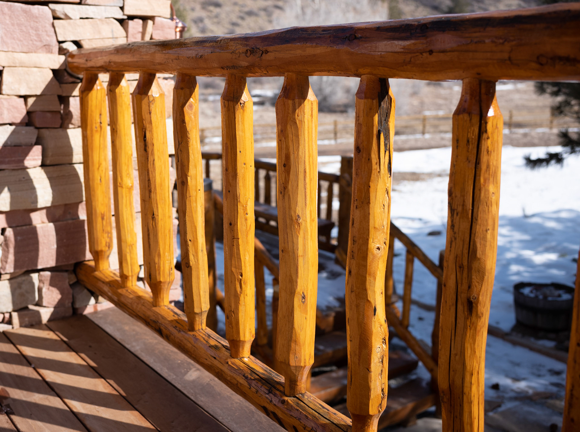 log home railing