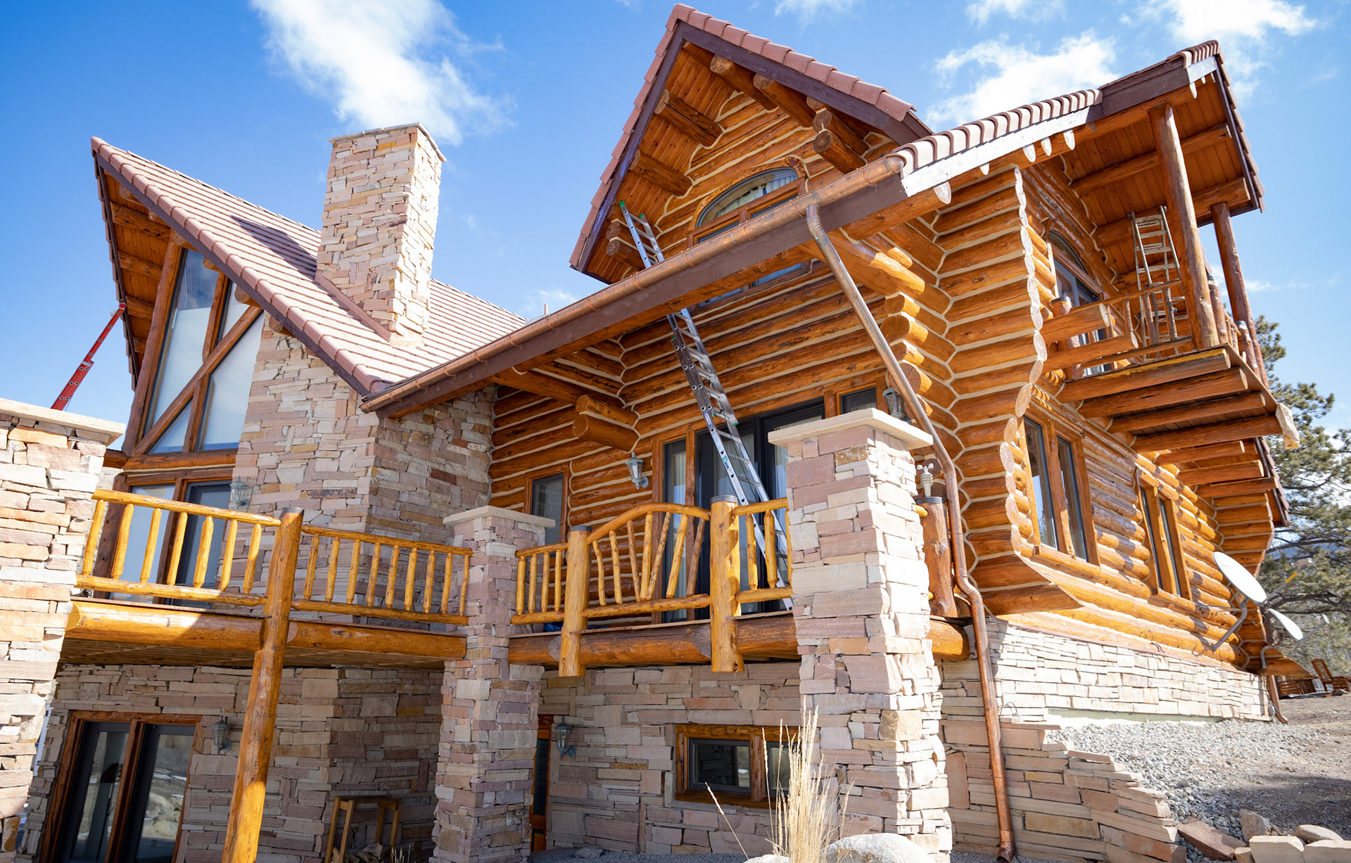 staining log home